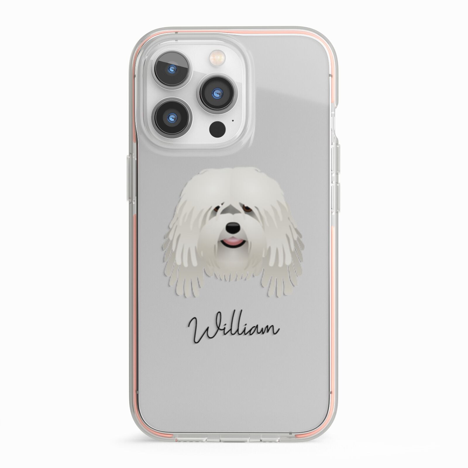 Bergamasco Personalised iPhone 13 Pro TPU Impact Case with Pink Edges