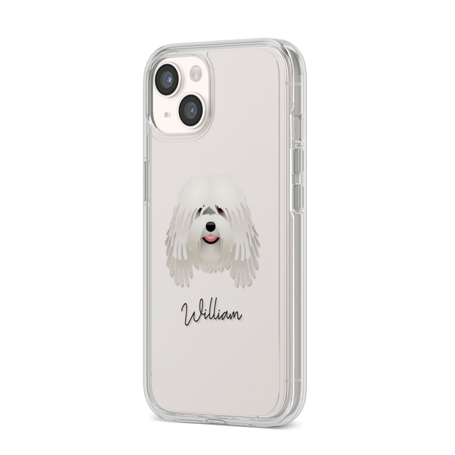 Bergamasco Personalised iPhone 14 Clear Tough Case Starlight Angled Image