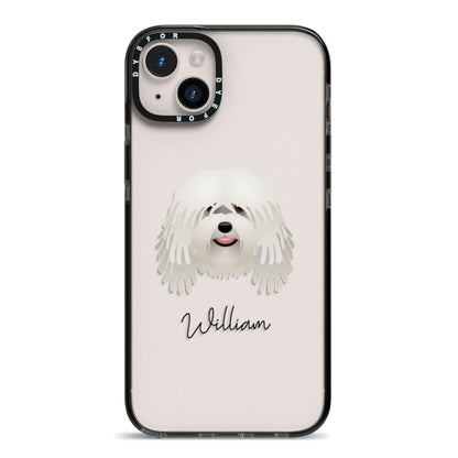 Bergamasco Personalised iPhone 14 Plus Black Impact Case on Silver phone