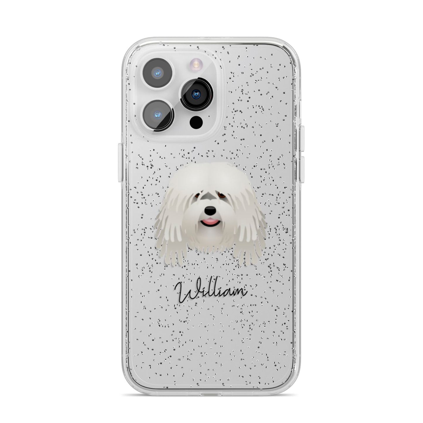 Bergamasco Personalised iPhone 14 Pro Max Glitter Tough Case Silver