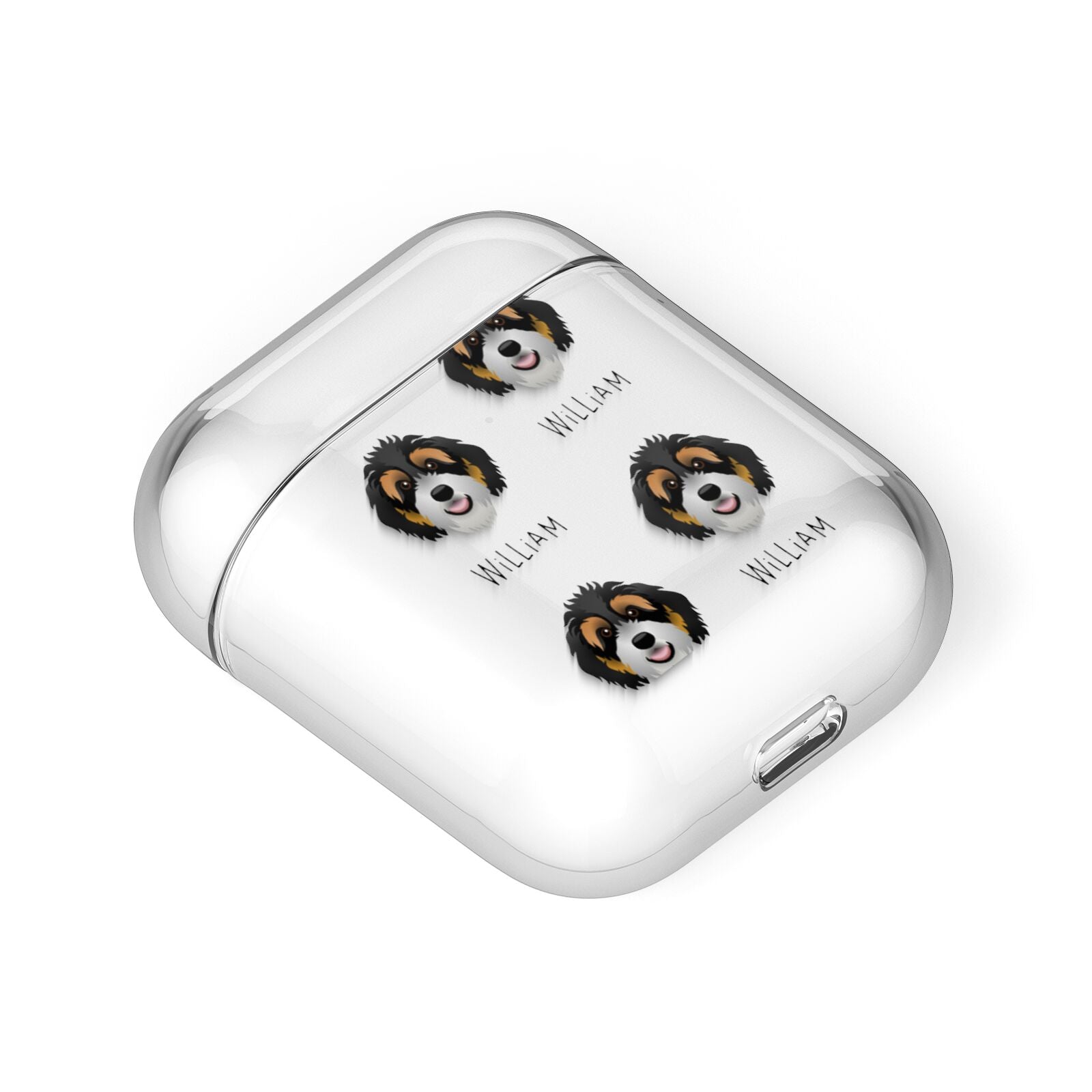 Bernedoodle Icon with Name AirPods Case Laid Flat