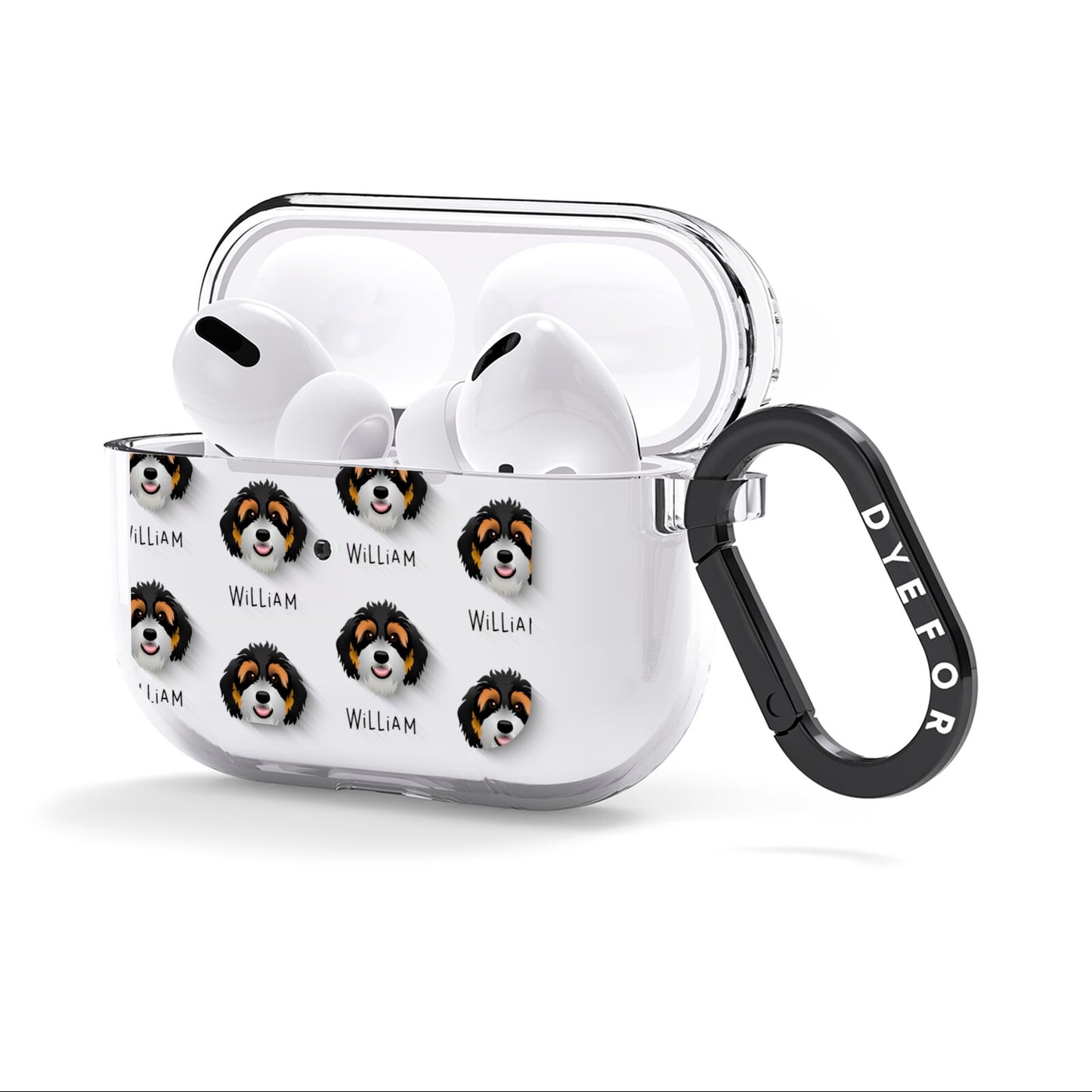 Bernedoodle Icon with Name AirPods Clear Case 3rd Gen Side Image