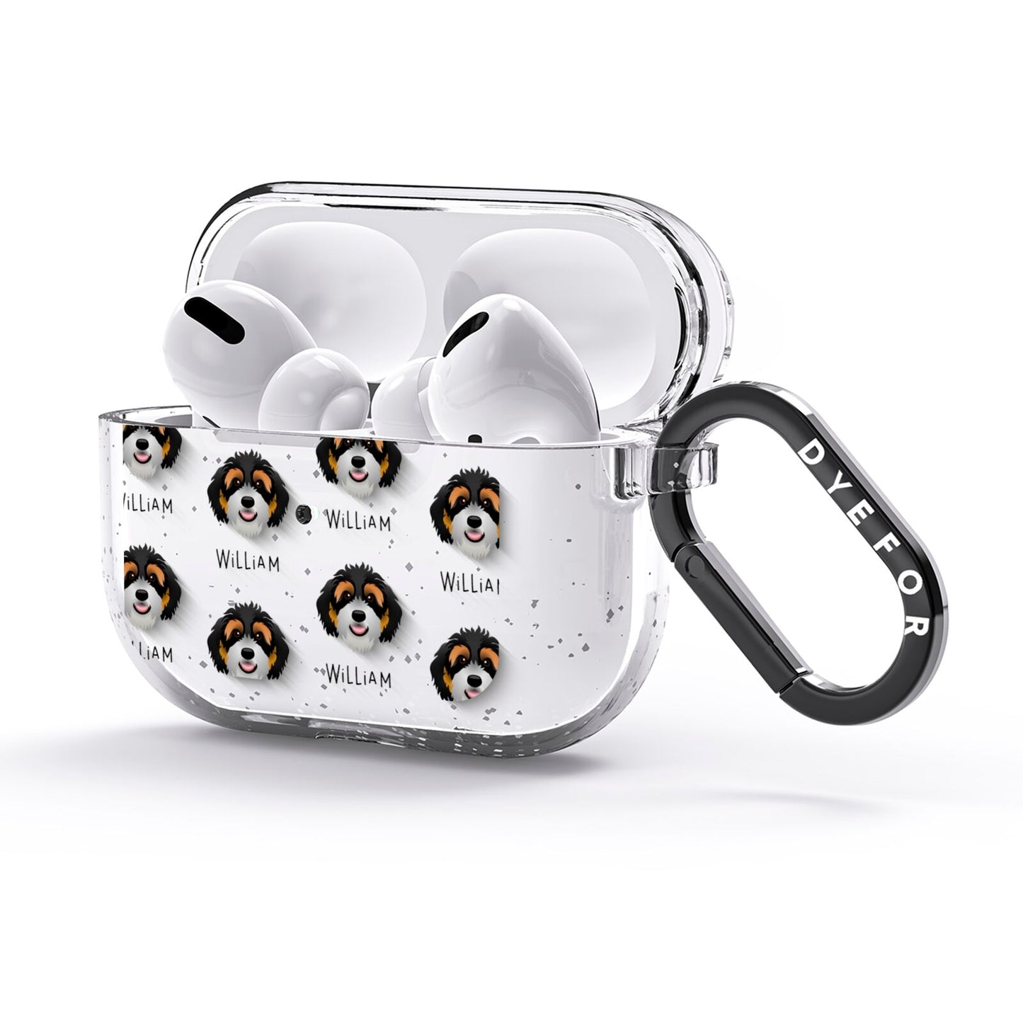 Bernedoodle Icon with Name AirPods Glitter Case 3rd Gen Side Image