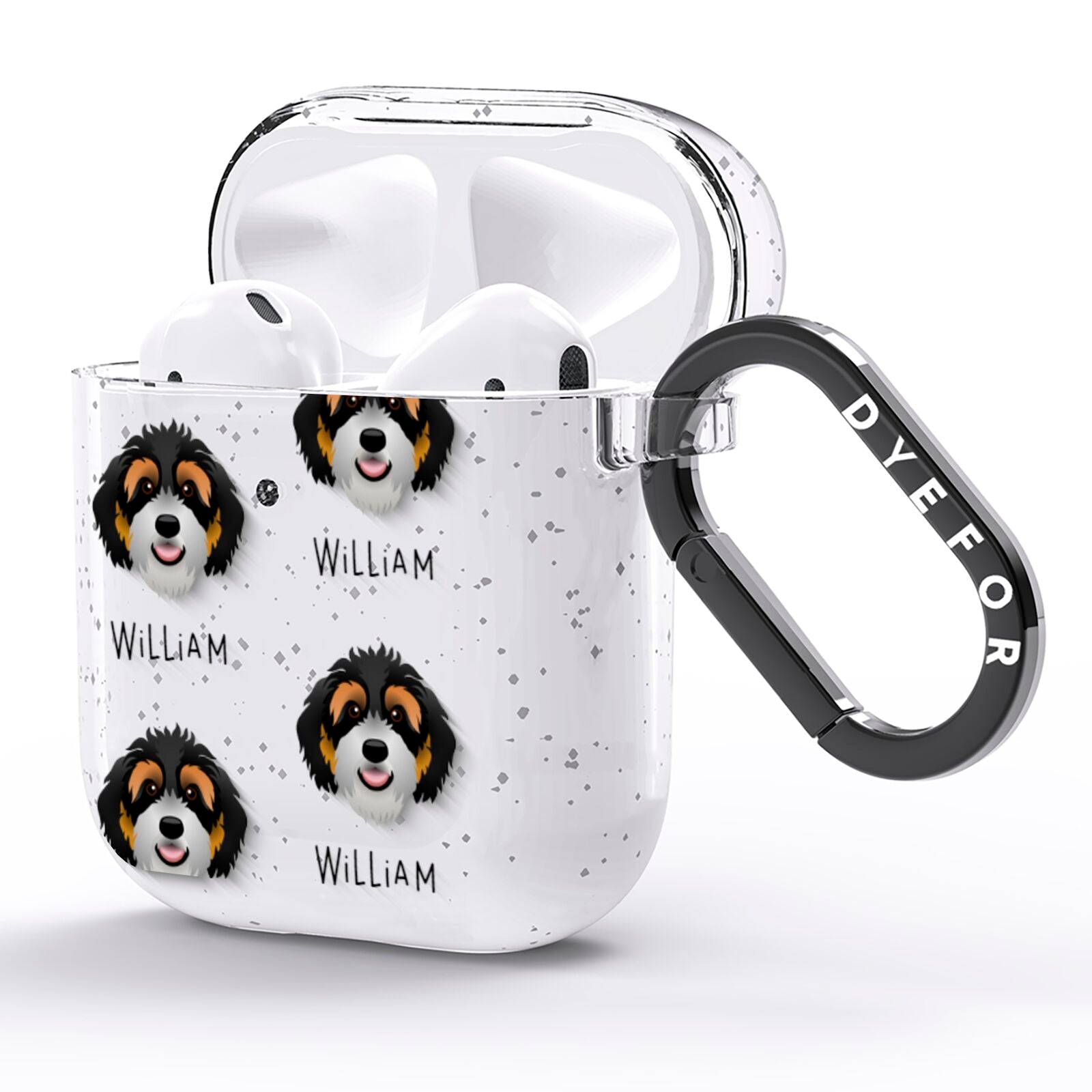 Bernedoodle Icon with Name AirPods Glitter Case Side Image