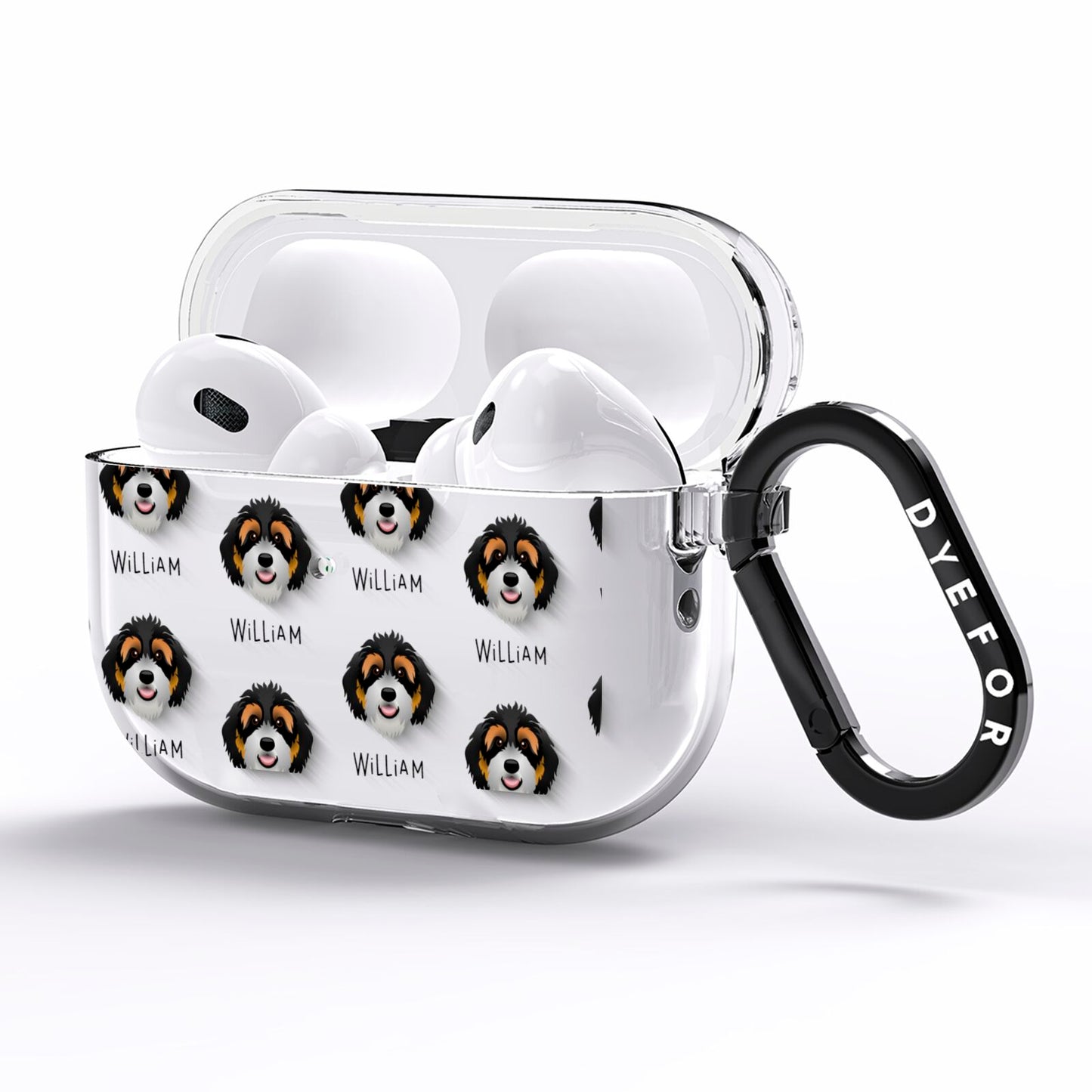 Bernedoodle Icon with Name AirPods Pro Clear Case Side Image