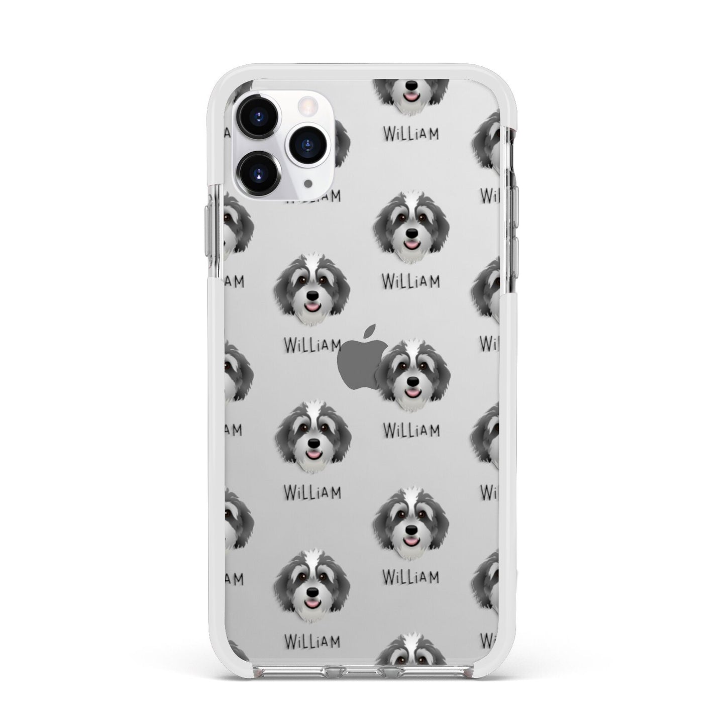 Bernedoodle Icon with Name Apple iPhone 11 Pro Max in Silver with White Impact Case