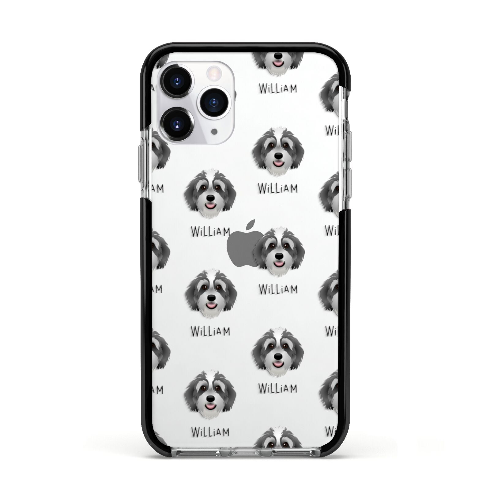 Bernedoodle Icon with Name Apple iPhone 11 Pro in Silver with Black Impact Case