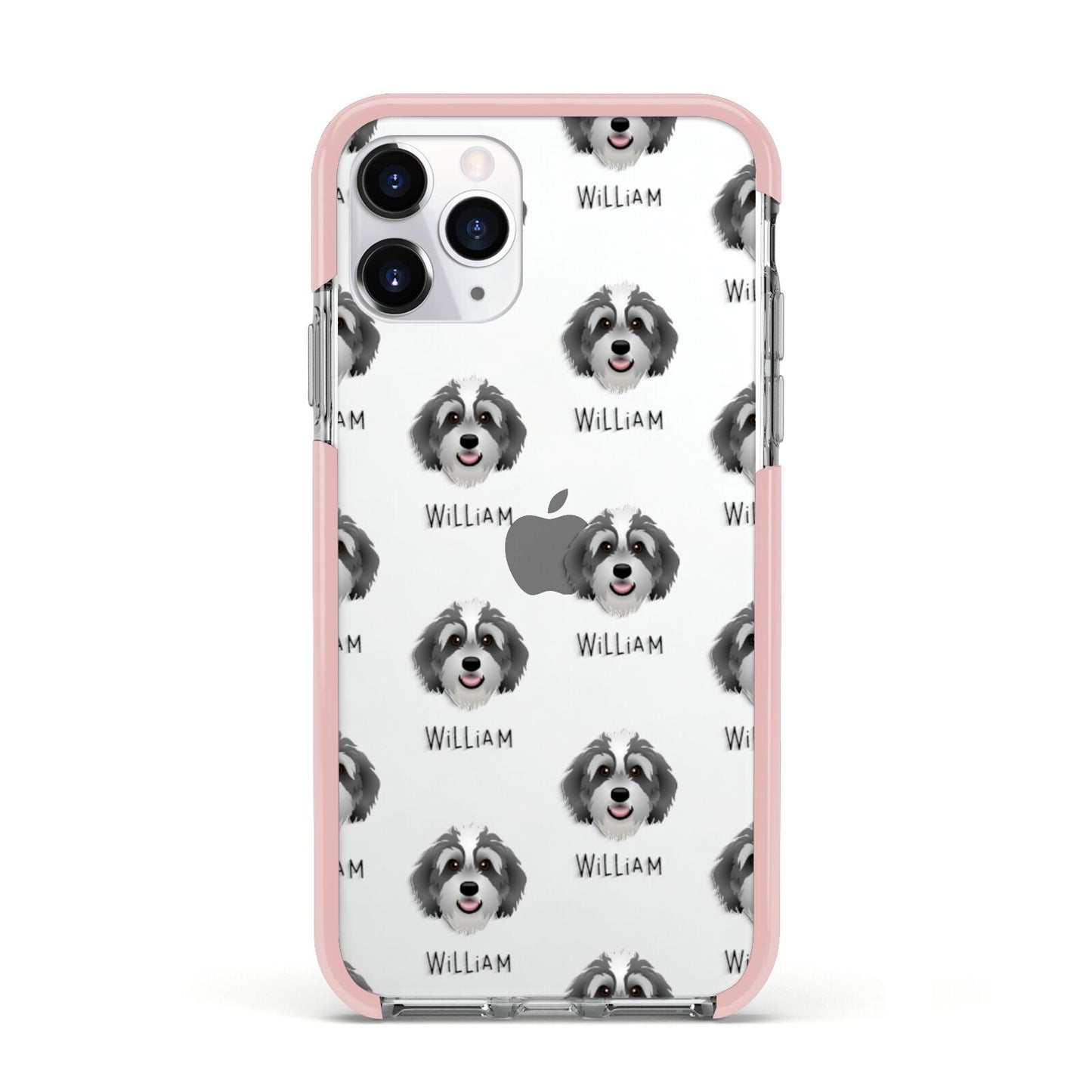Bernedoodle Icon with Name Apple iPhone 11 Pro in Silver with Pink Impact Case