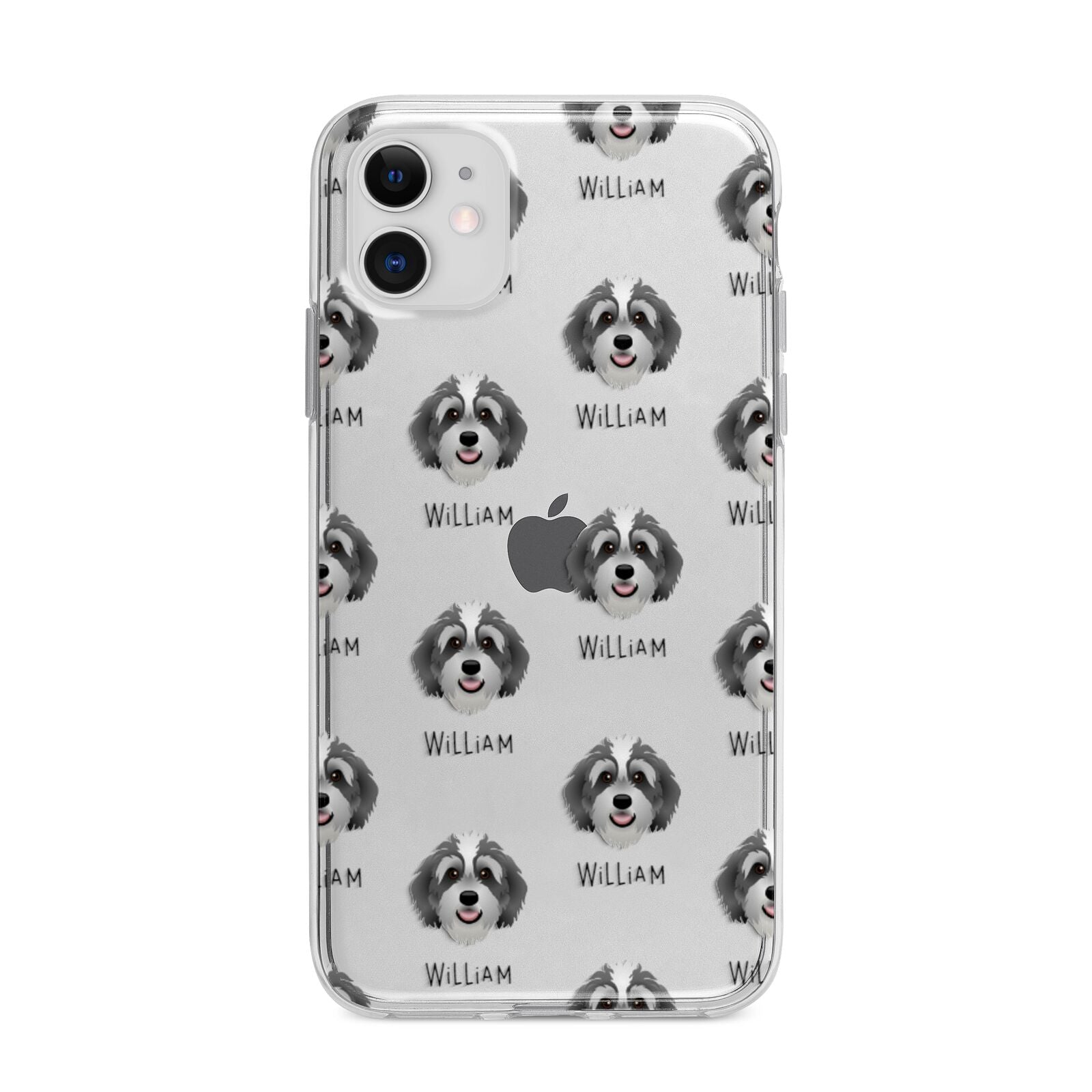 Bernedoodle Icon with Name Apple iPhone 11 in White with Bumper Case