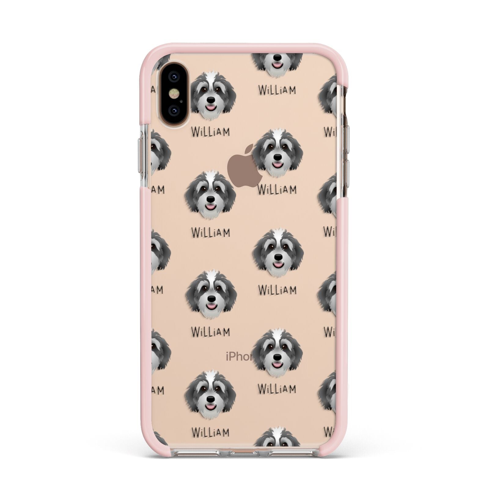 Bernedoodle Icon with Name Apple iPhone Xs Max Impact Case Pink Edge on Gold Phone