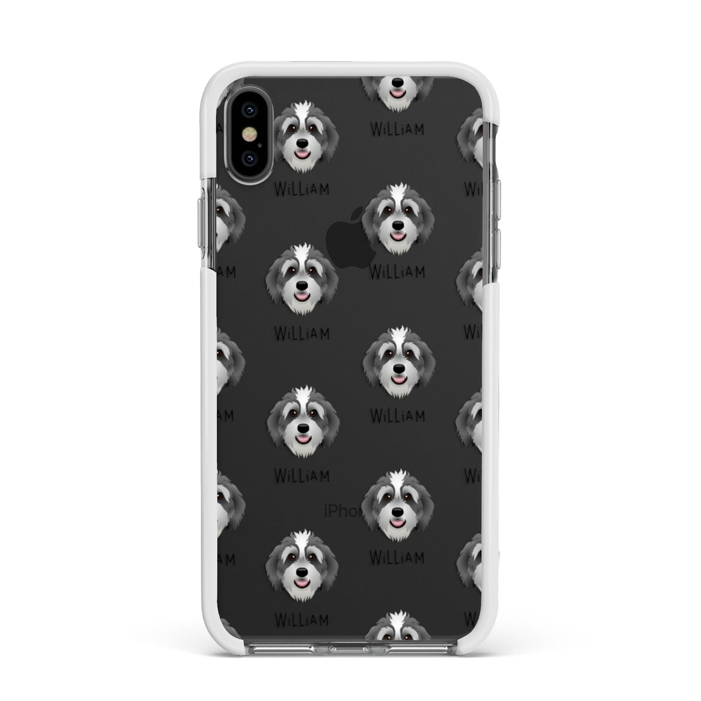 Bernedoodle Icon with Name Apple iPhone Xs Max Impact Case White Edge on Black Phone