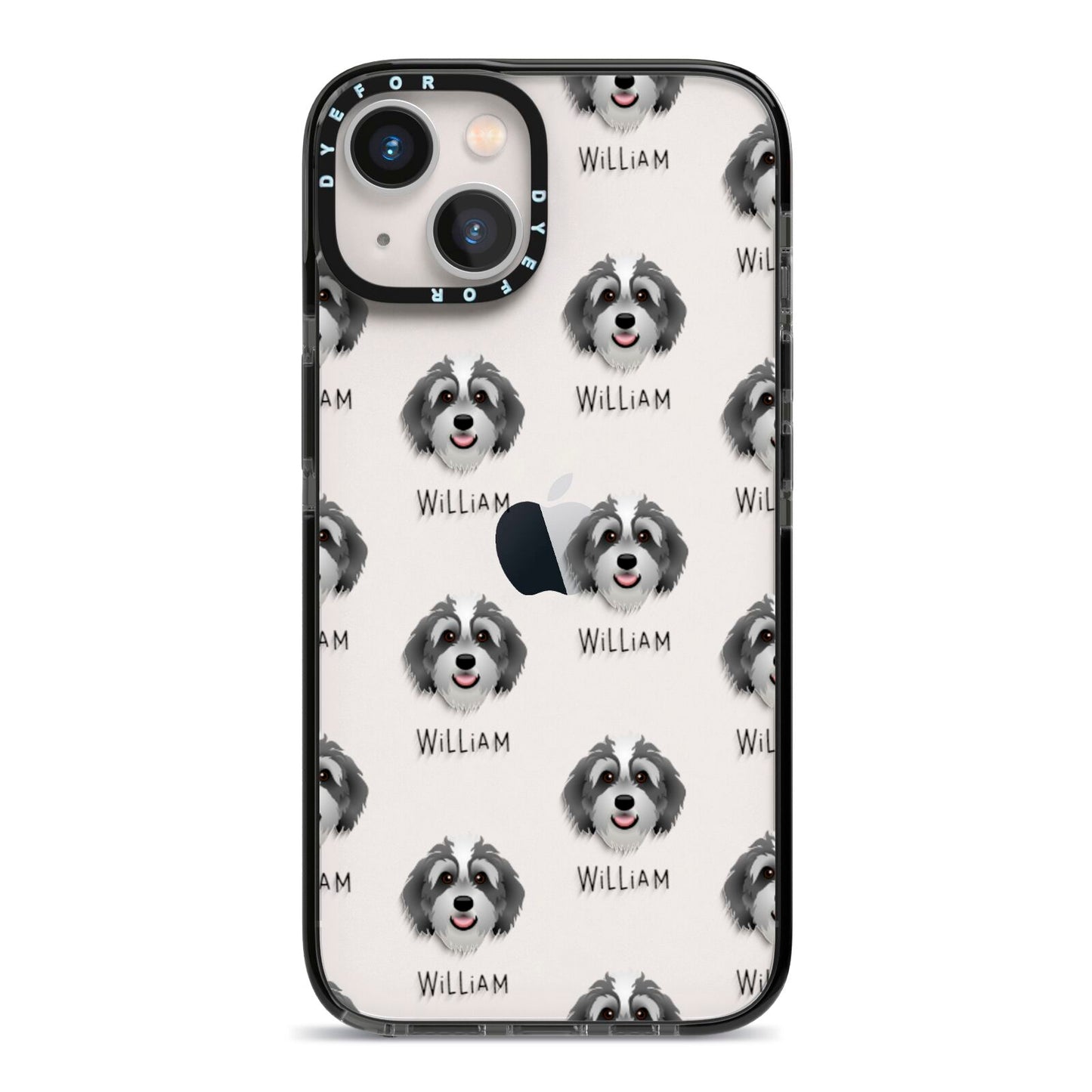 Bernedoodle Icon with Name iPhone 13 Black Impact Case on Silver phone