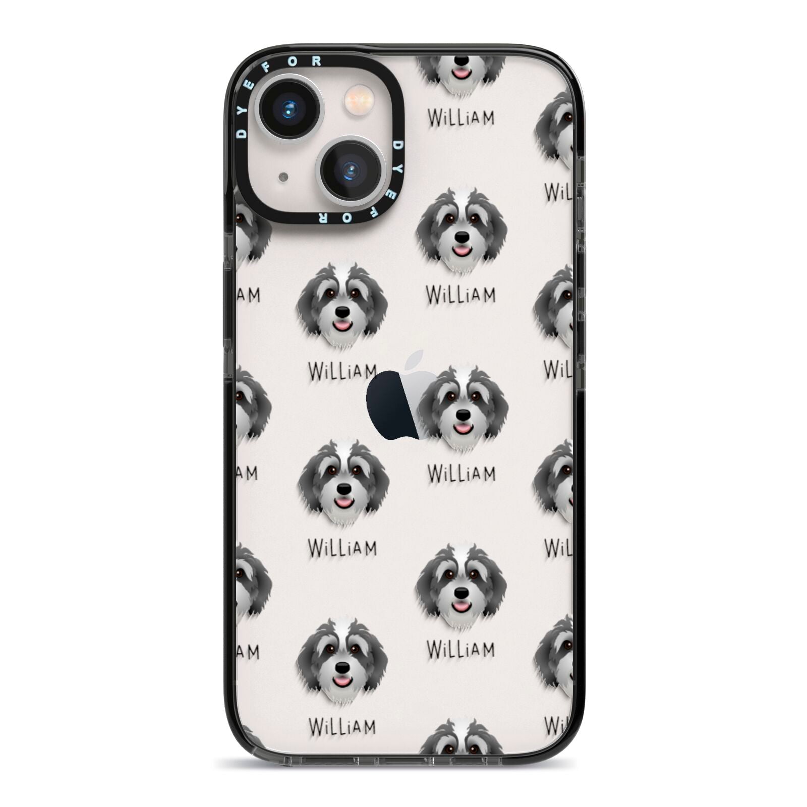 Bernedoodle Icon with Name iPhone 13 Black Impact Case on Silver phone