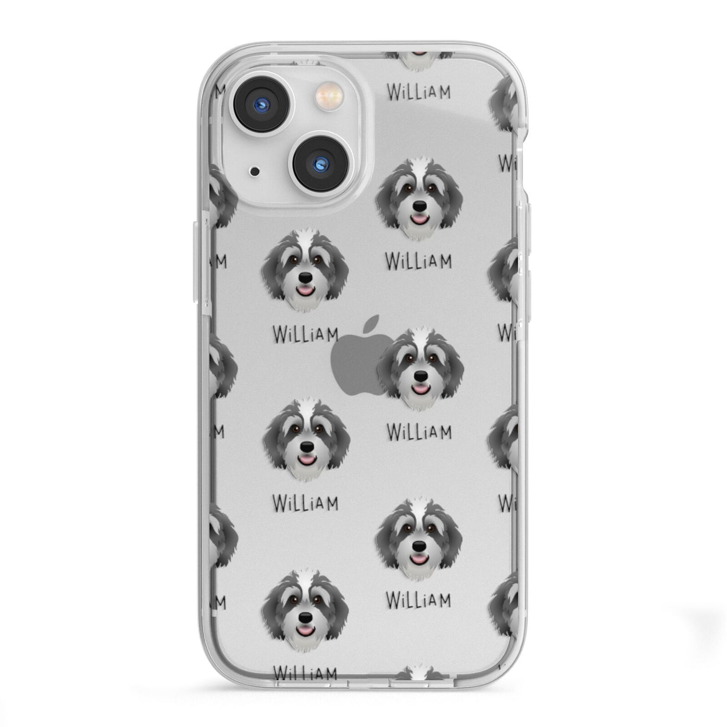 Bernedoodle Icon with Name iPhone 13 Mini TPU Impact Case with White Edges