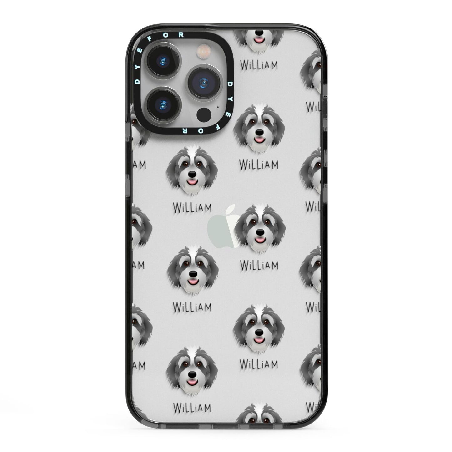 Bernedoodle Icon with Name iPhone 13 Pro Max Black Impact Case on Silver phone