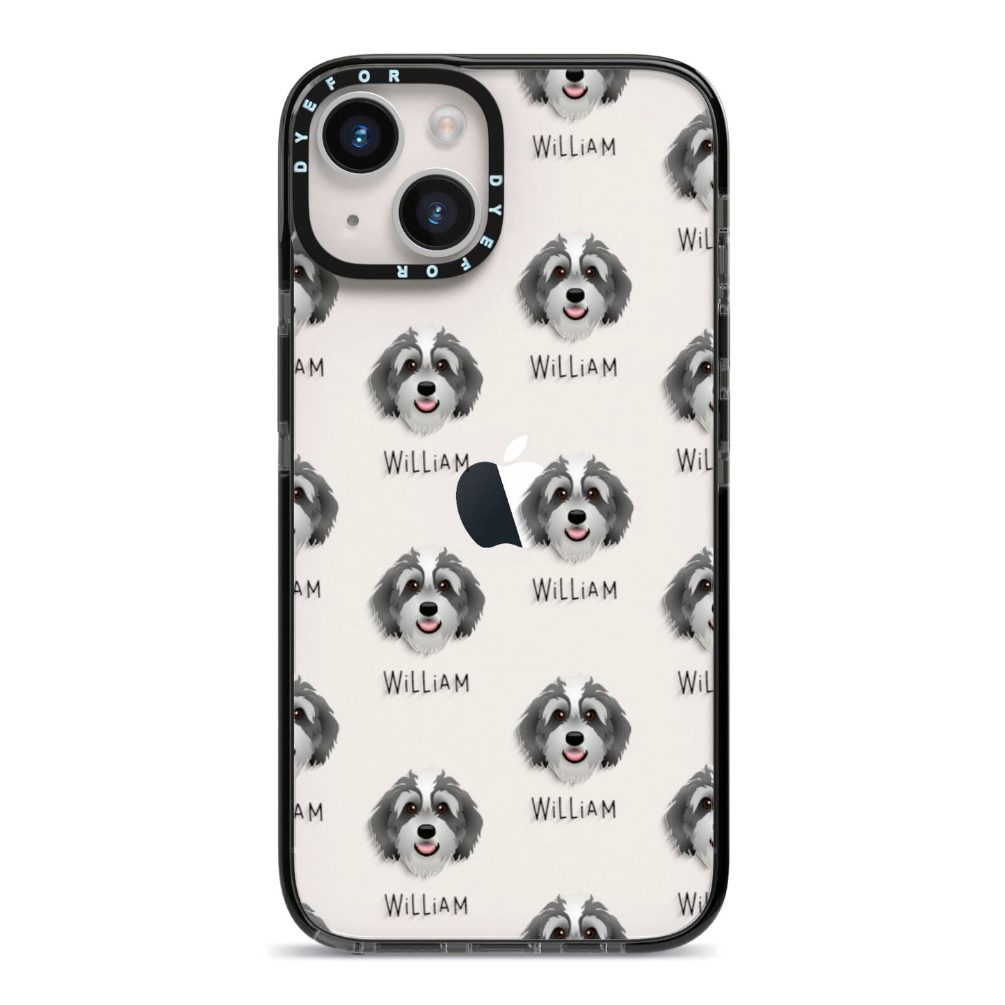 Bernedoodle Icon with Name iPhone 14 Black Impact Case on Silver phone