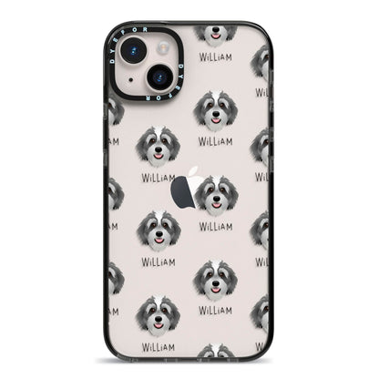 Bernedoodle Icon with Name iPhone 14 Plus Black Impact Case on Silver phone