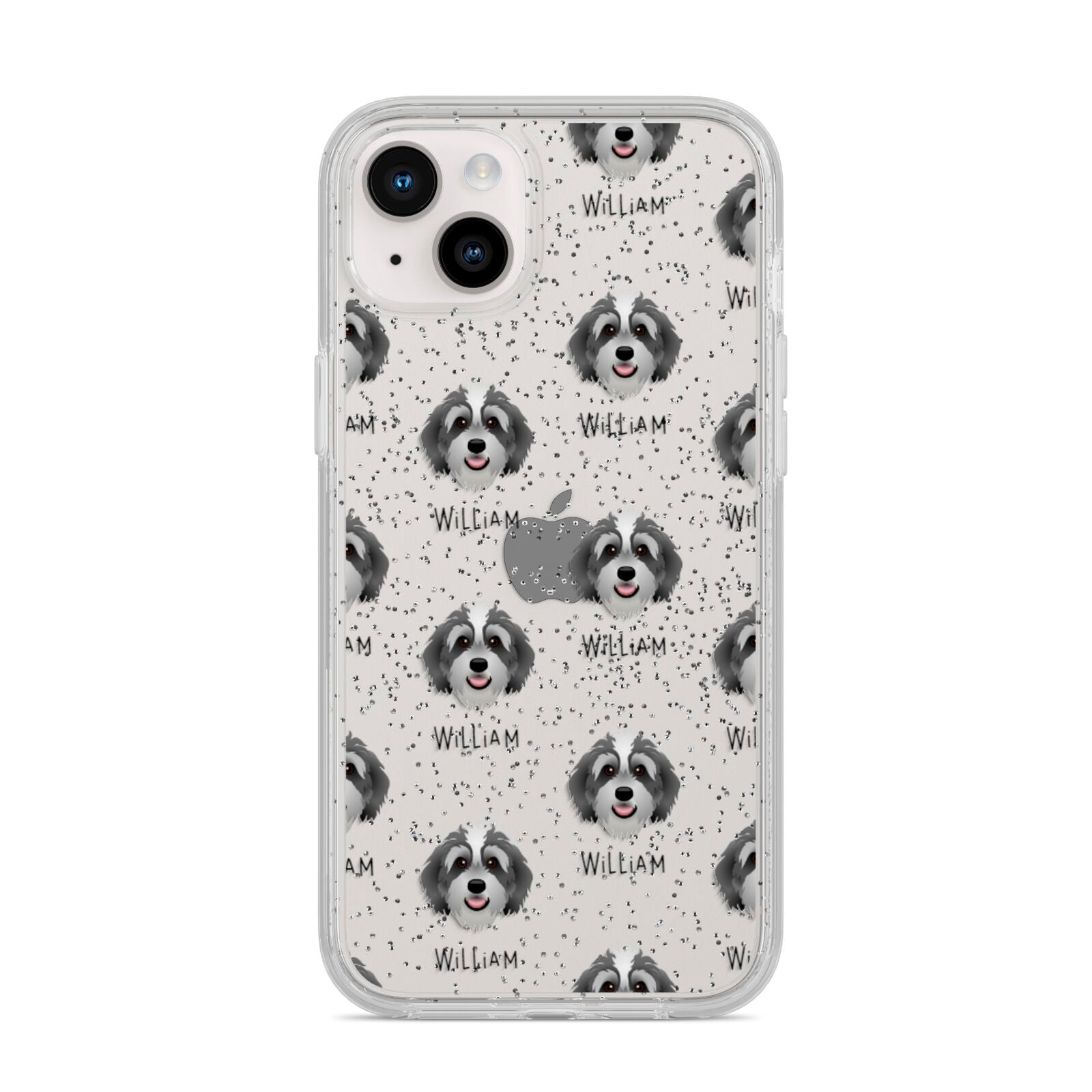 Bernedoodle Icon with Name iPhone 14 Plus Glitter Tough Case Starlight