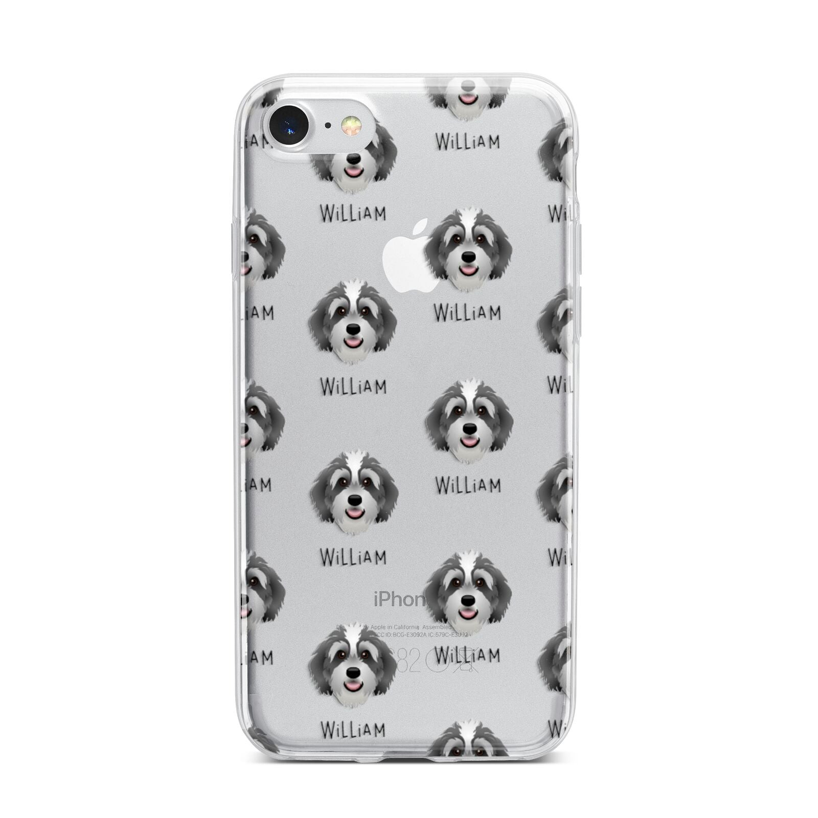 Bernedoodle Icon with Name iPhone 7 Bumper Case on Silver iPhone