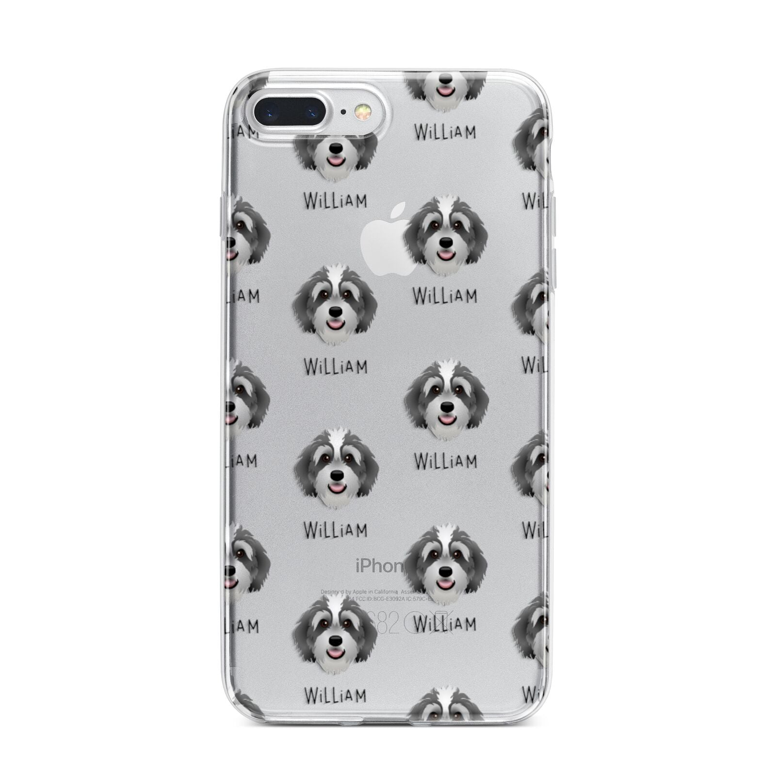 Bernedoodle Icon with Name iPhone 7 Plus Bumper Case on Silver iPhone