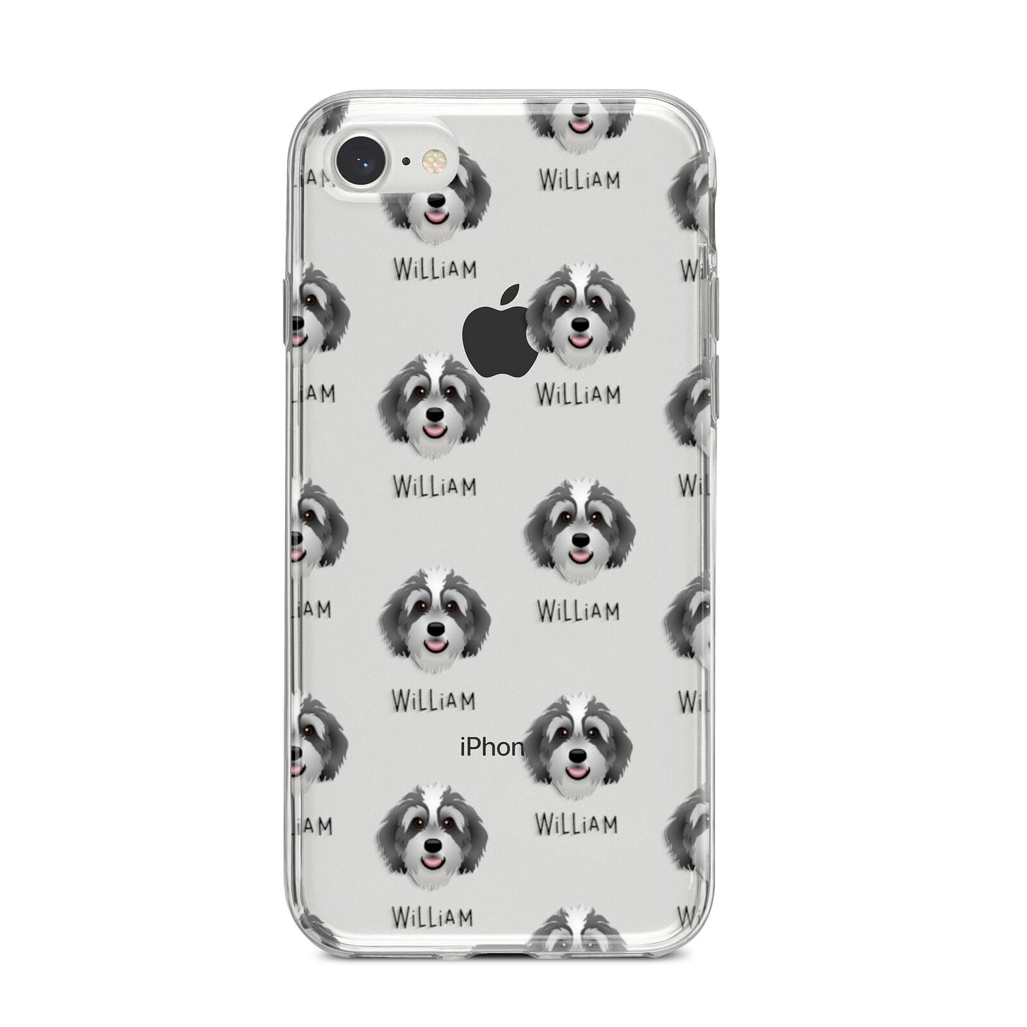 Bernedoodle Icon with Name iPhone 8 Bumper Case on Silver iPhone