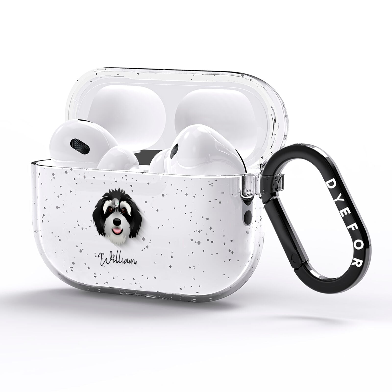 Bernedoodle Personalised AirPods Pro Glitter Case Side Image