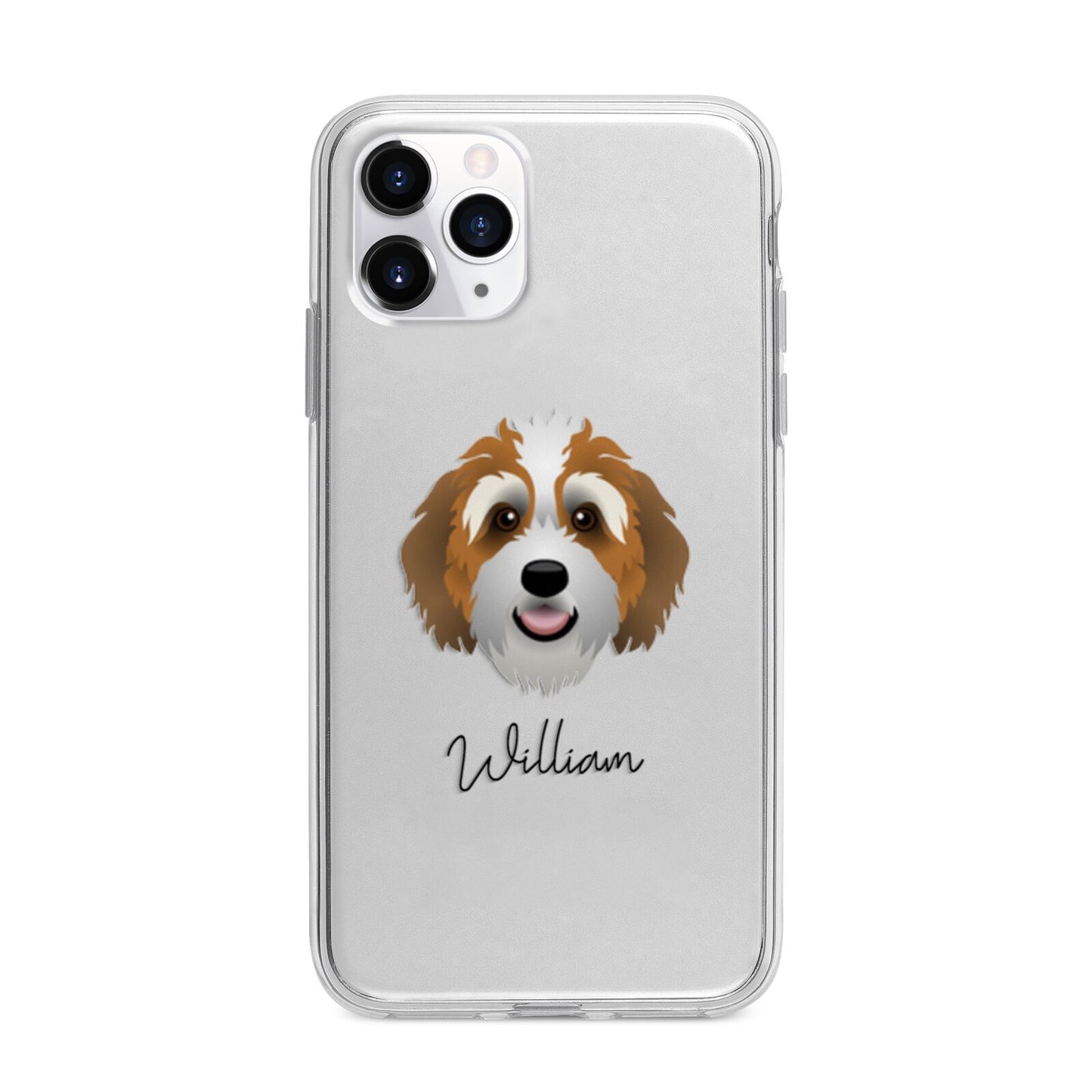 Bernedoodle Personalised Apple iPhone 11 Pro Max in Silver with Bumper Case