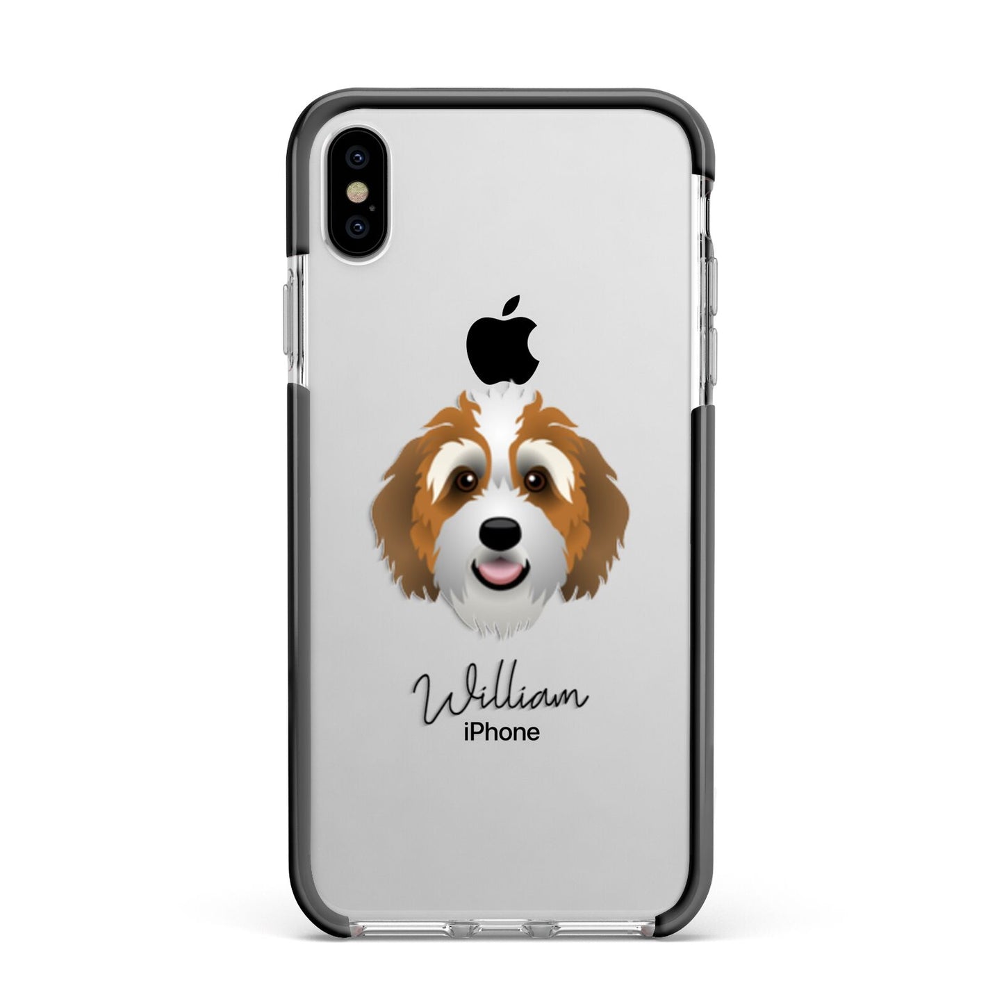 Bernedoodle Personalised Apple iPhone Xs Max Impact Case Black Edge on Silver Phone