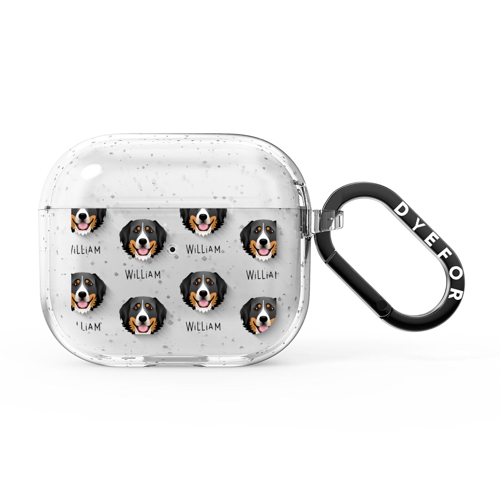 Bernese Mountain Dog Icon with Name AirPods Glitter Case 3rd Gen