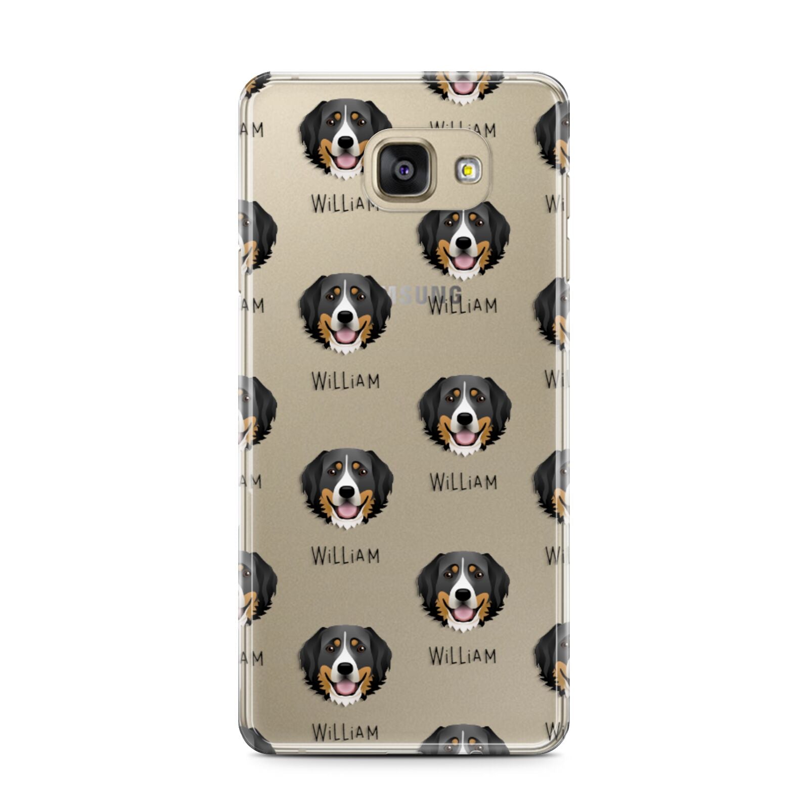 Bernese Mountain Dog Icon with Name Samsung Galaxy A7 2016 Case on gold phone