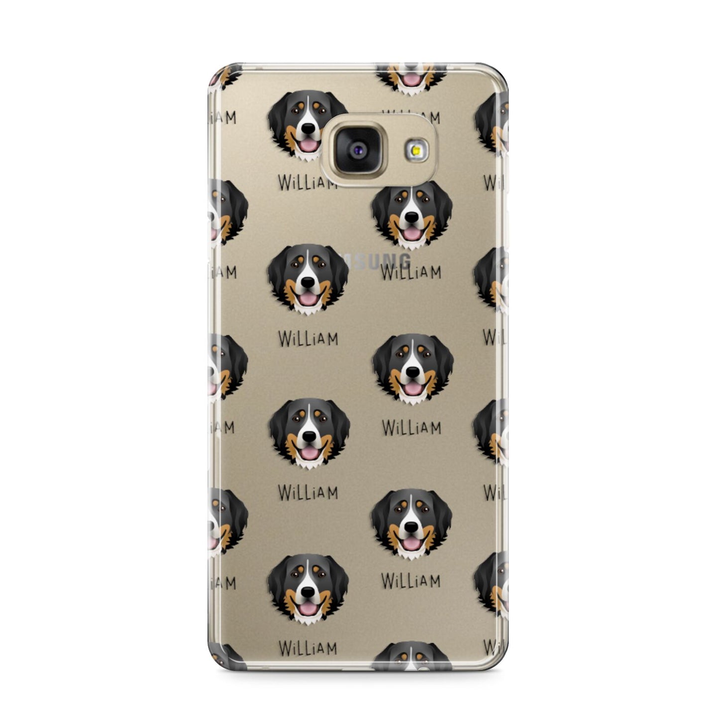 Bernese Mountain Dog Icon with Name Samsung Galaxy A9 2016 Case on gold phone