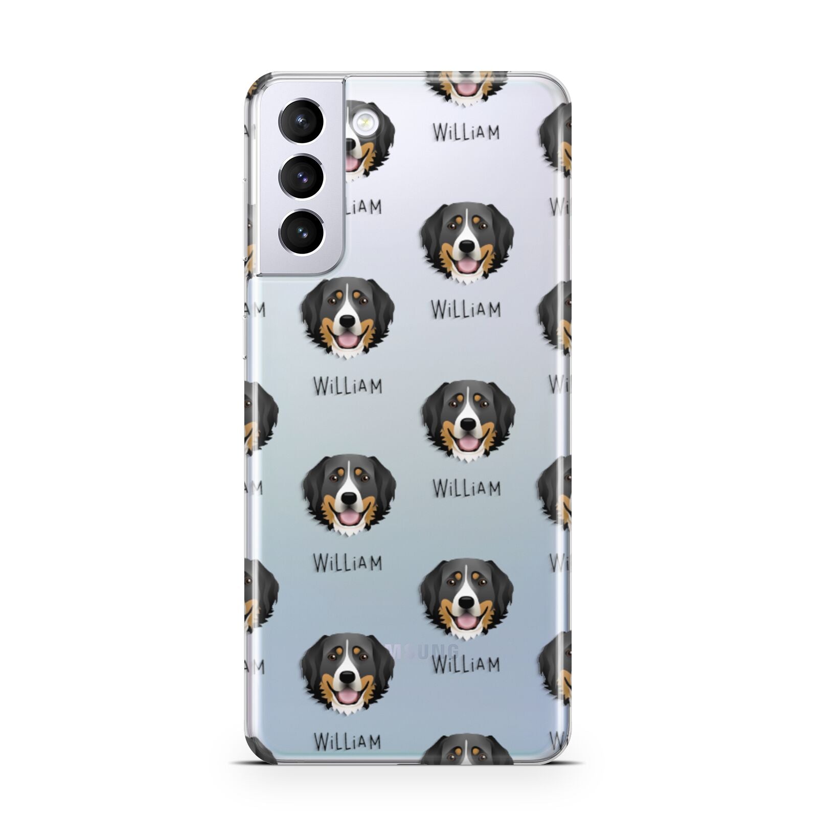 Bernese Mountain Dog Icon with Name Samsung S21 Plus Phone Case