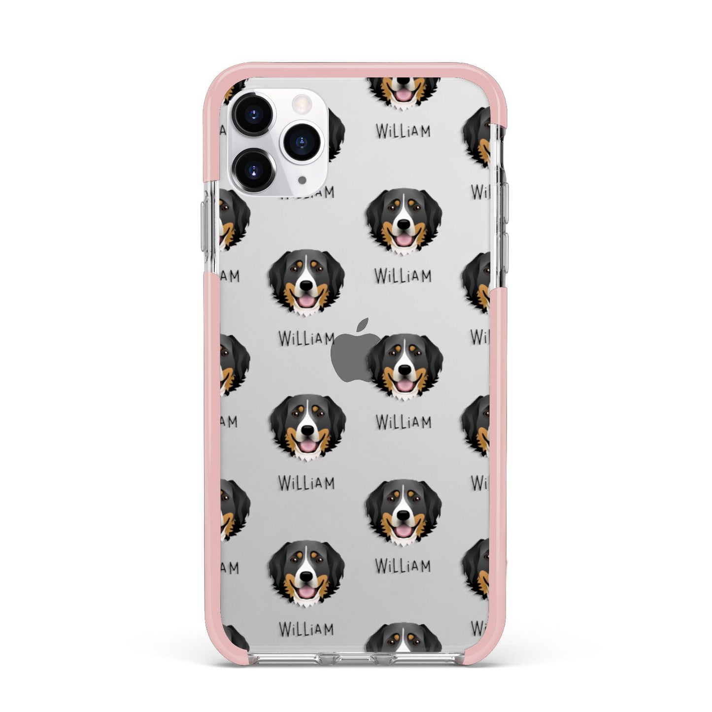 Bernese Mountain Dog Icon with Name iPhone 11 Pro Max Impact Pink Edge Case