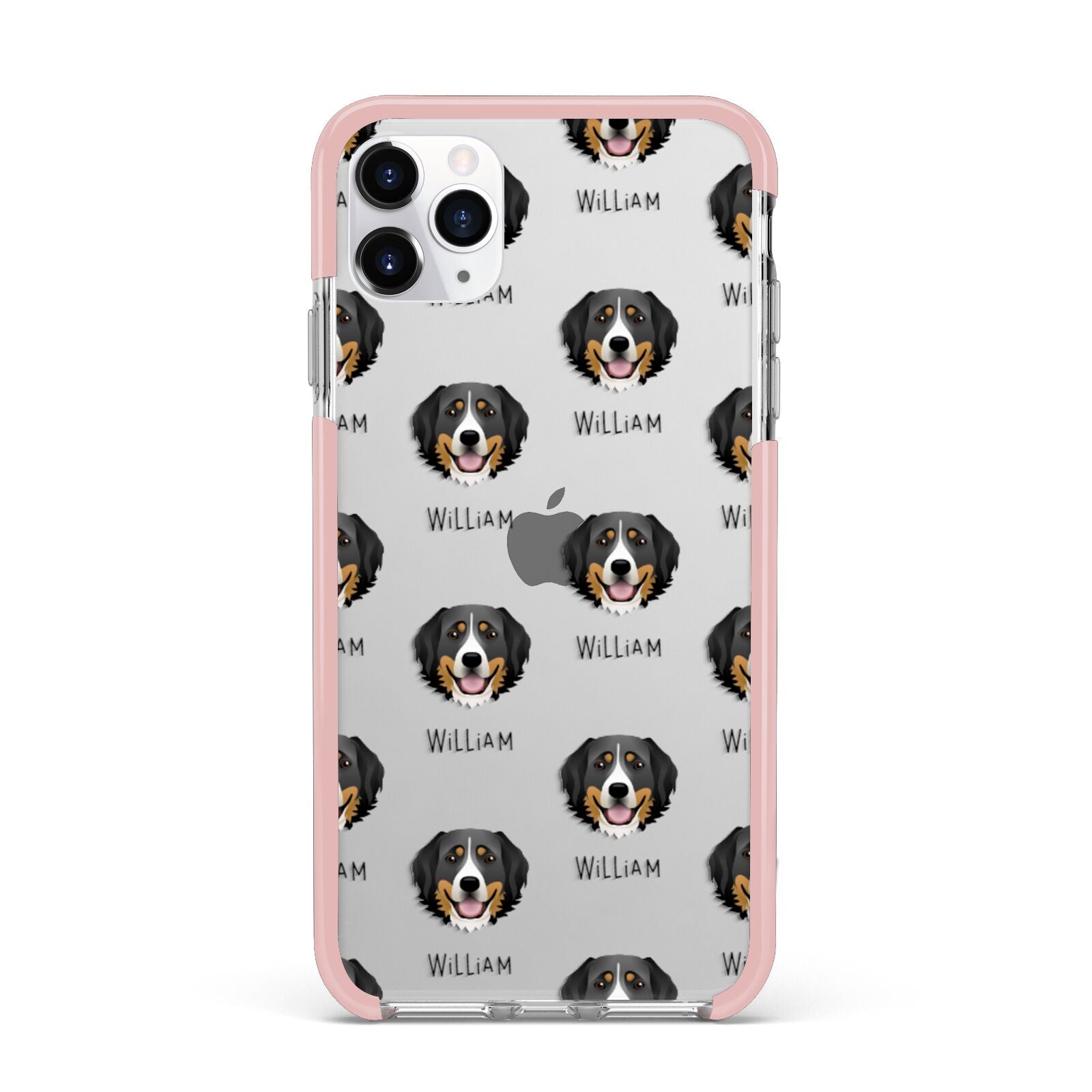 Bernese Mountain Dog Icon with Name iPhone 11 Pro Max Impact Pink Edge Case
