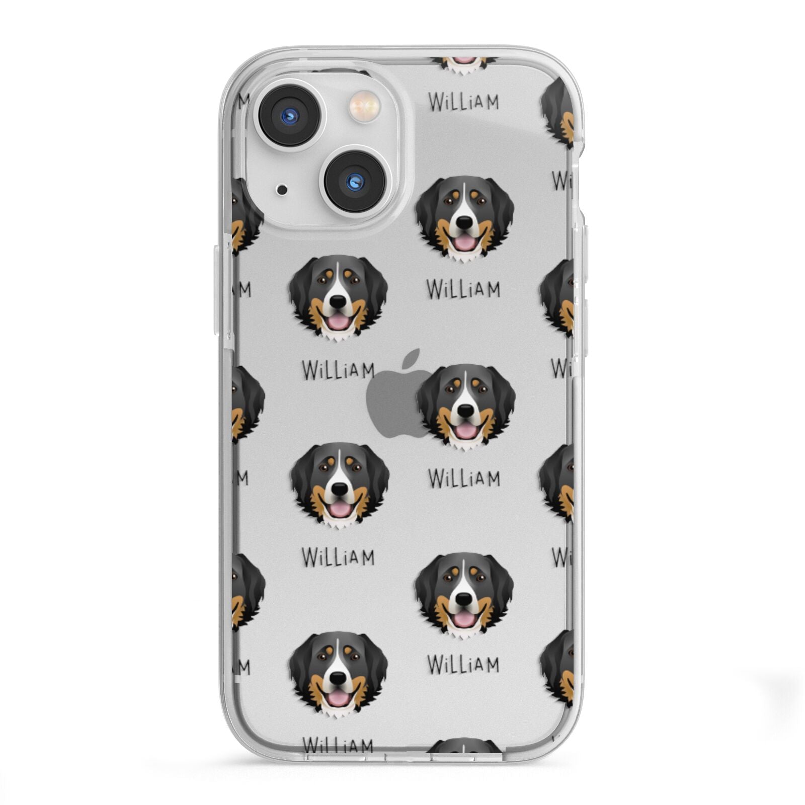 Bernese Mountain Dog Icon with Name iPhone 13 Mini TPU Impact Case with White Edges