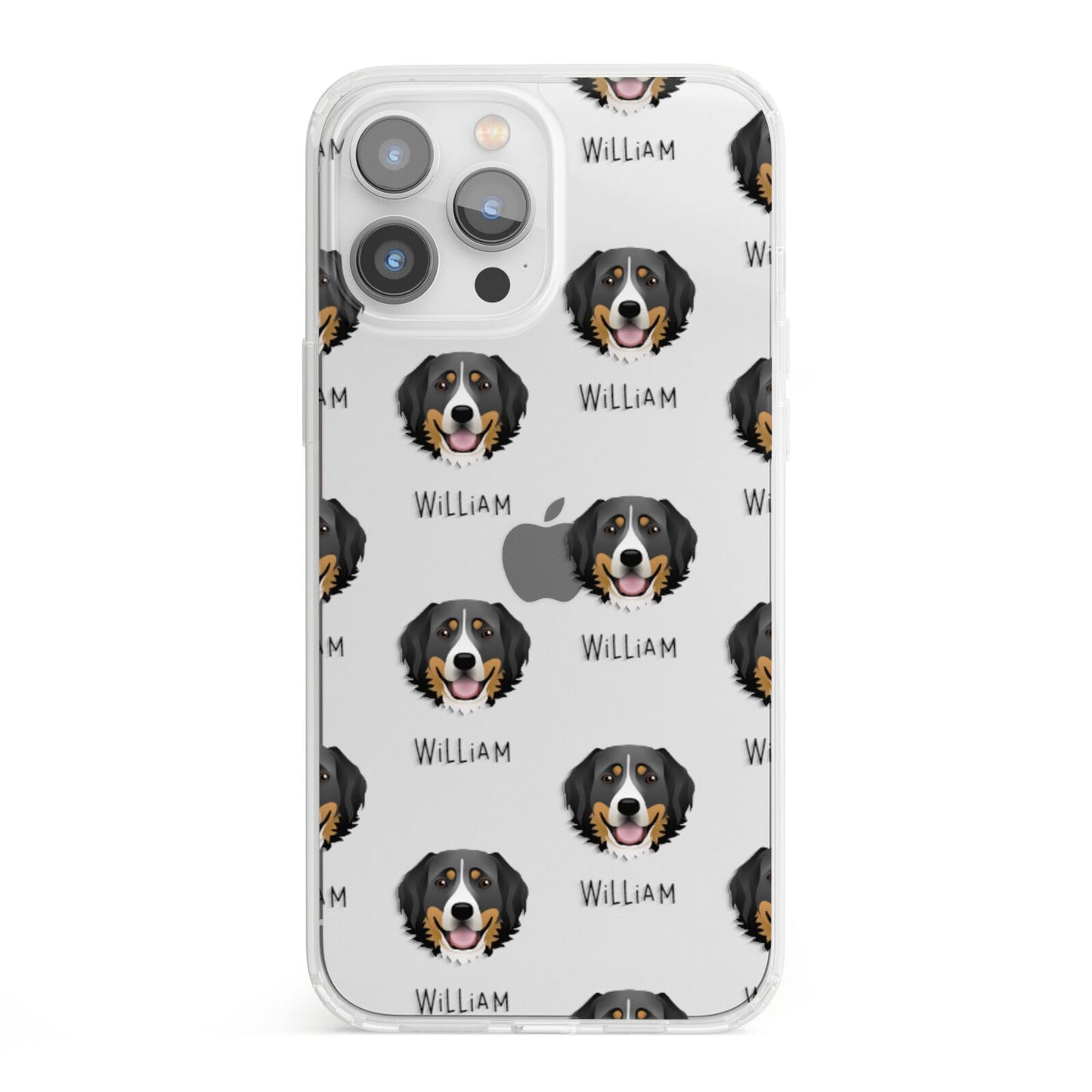 Bernese Mountain Dog Icon with Name iPhone 13 Pro Max Clear Bumper Case