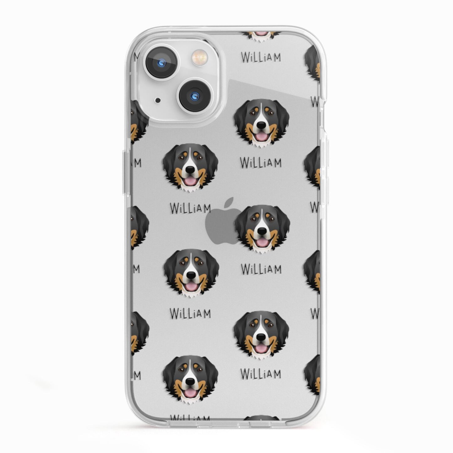 Bernese Mountain Dog Icon with Name iPhone 13 TPU Impact Case with White Edges