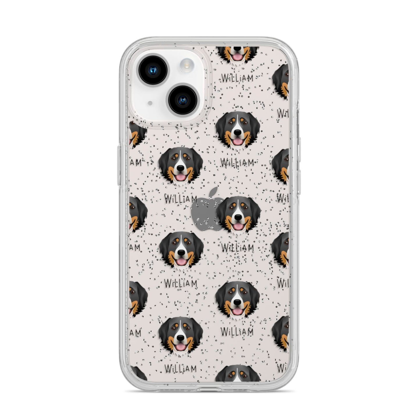 Bernese Mountain Dog Icon with Name iPhone 14 Glitter Tough Case Starlight