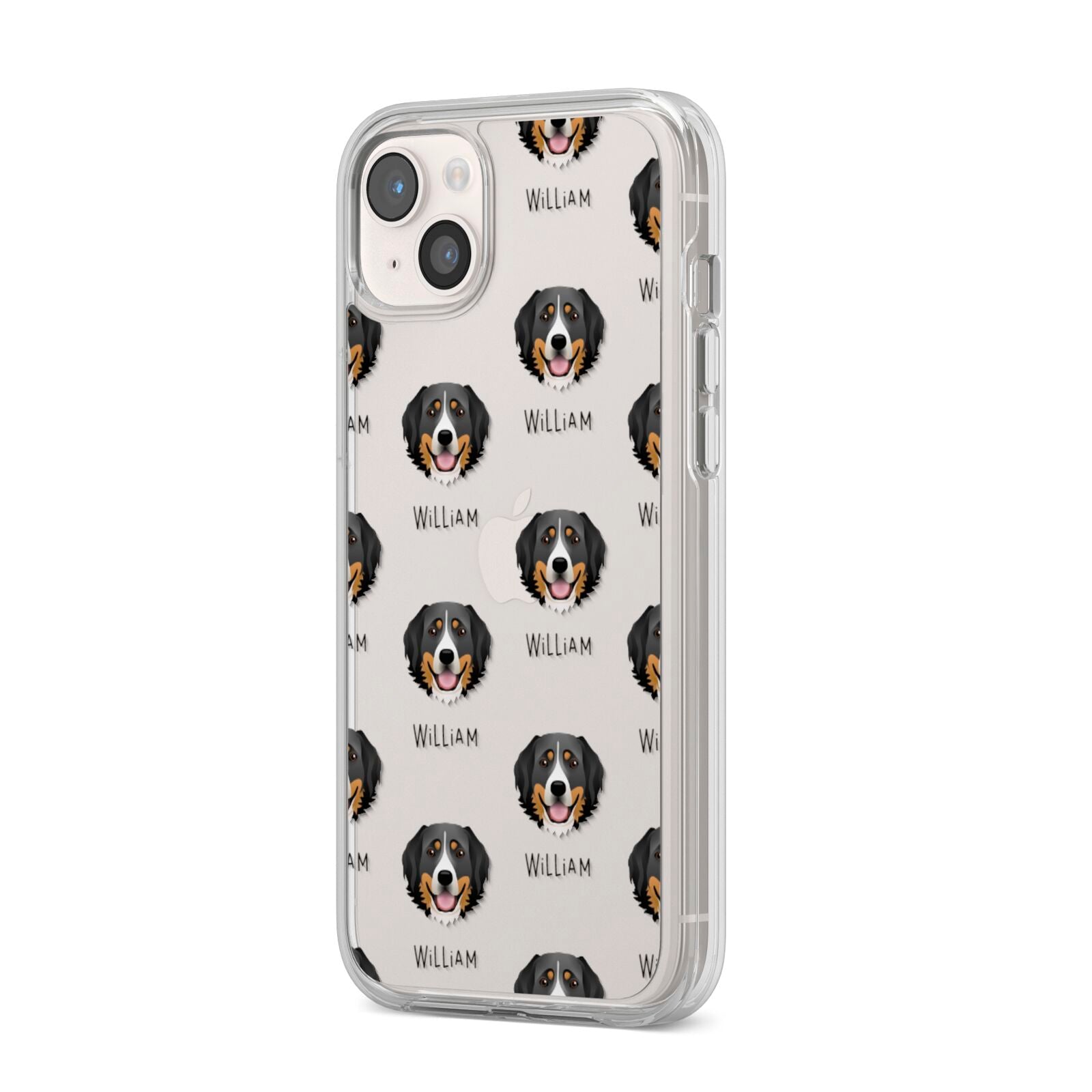 Bernese Mountain Dog Icon with Name iPhone 14 Plus Clear Tough Case Starlight Angled Image