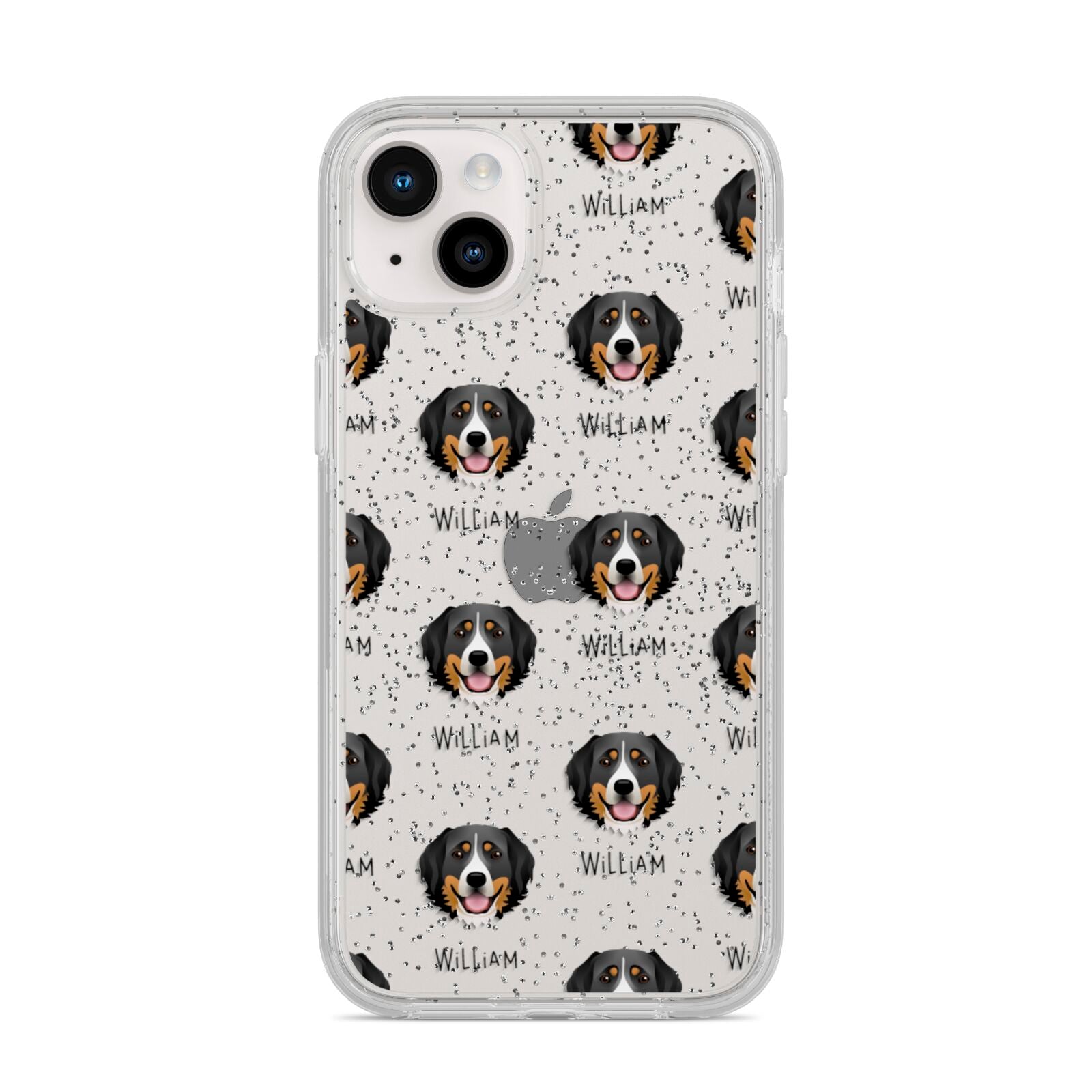 Bernese Mountain Dog Icon with Name iPhone 14 Plus Glitter Tough Case Starlight