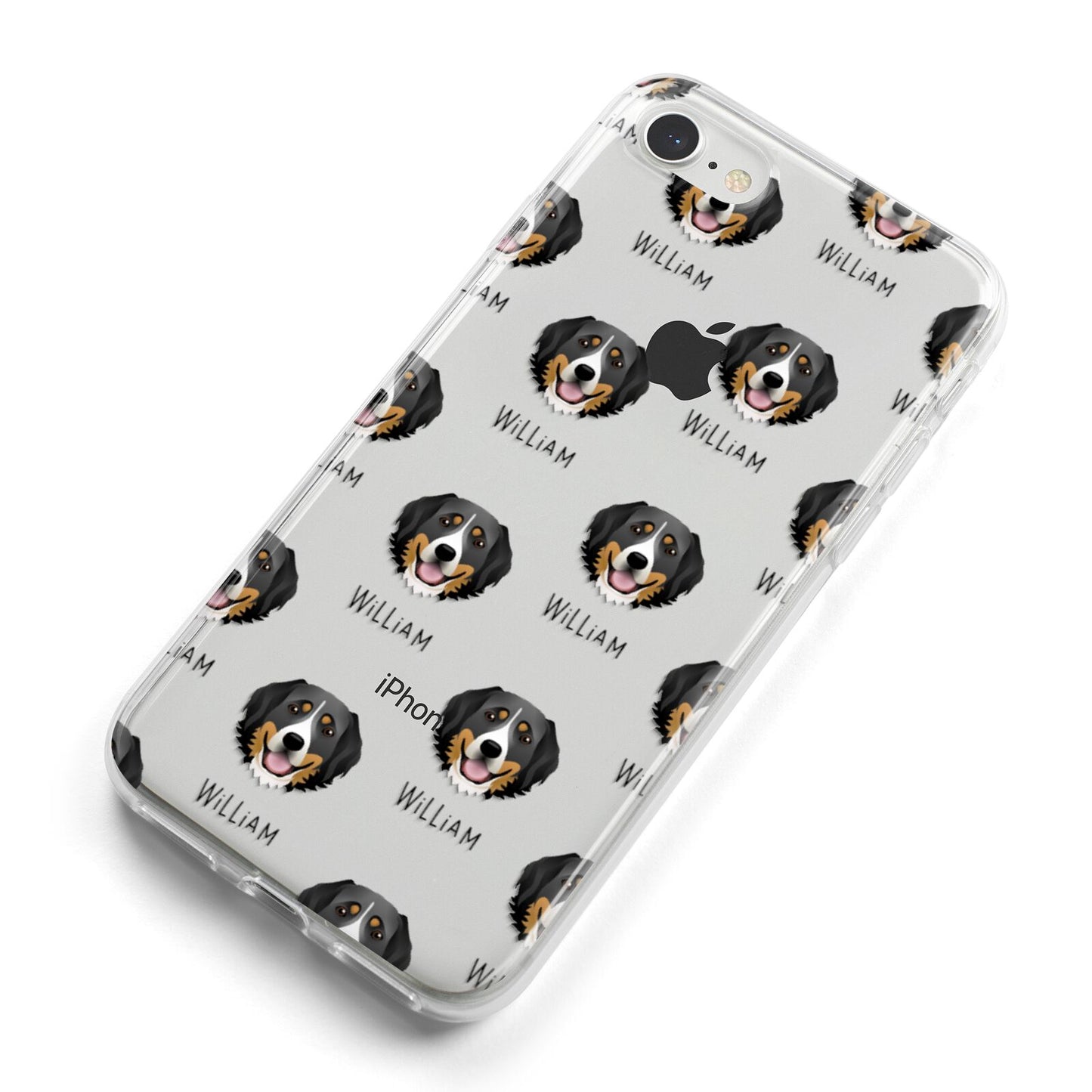 Bernese Mountain Dog Icon with Name iPhone 8 Bumper Case on Silver iPhone Alternative Image