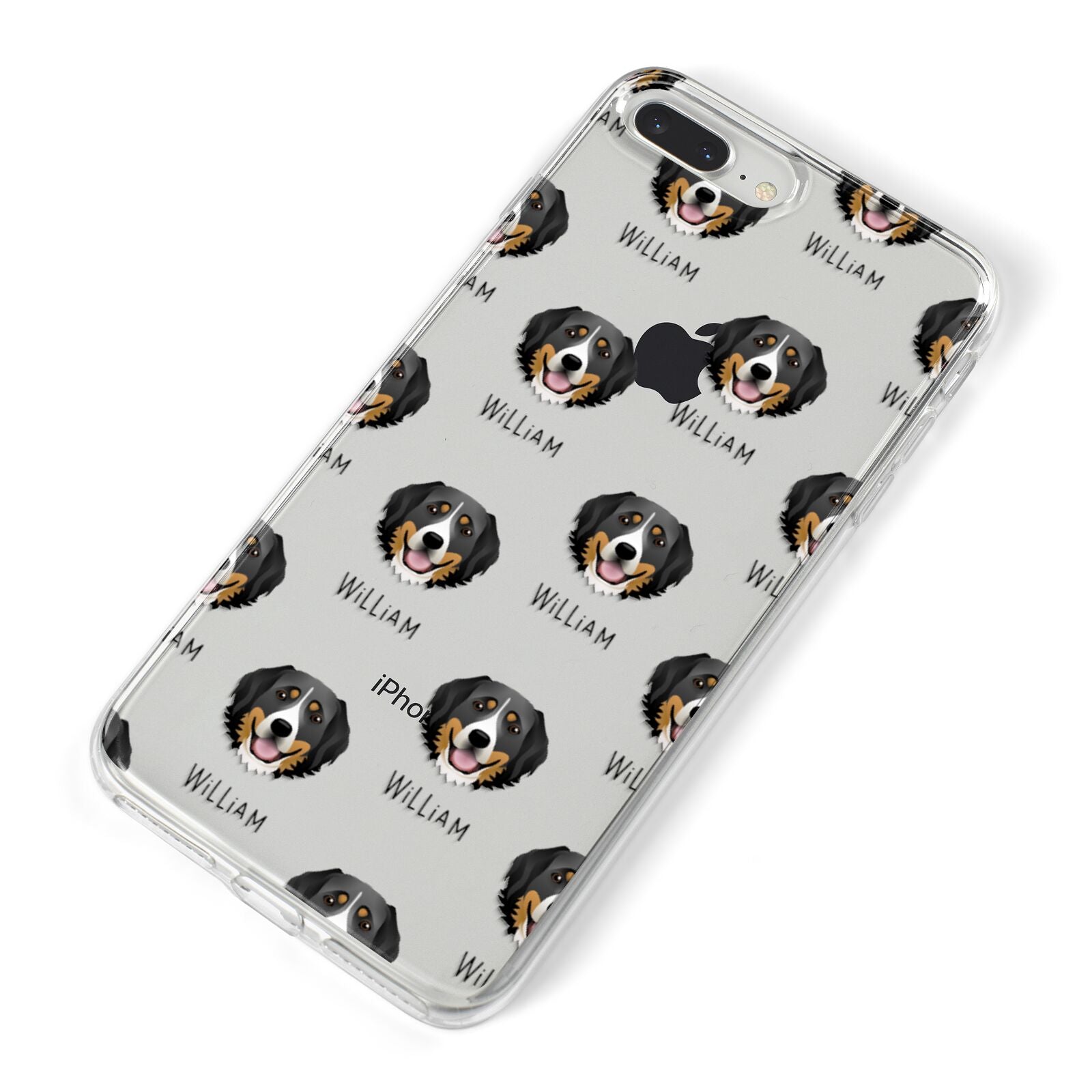Bernese Mountain Dog Icon with Name iPhone 8 Plus Bumper Case on Silver iPhone Alternative Image