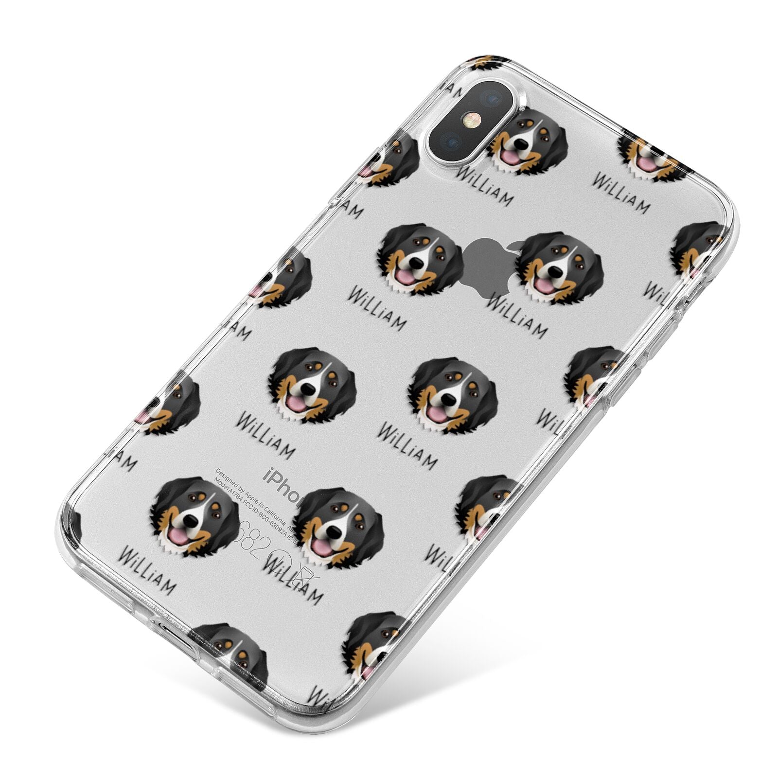 Bernese Mountain Dog Icon with Name iPhone X Bumper Case on Silver iPhone