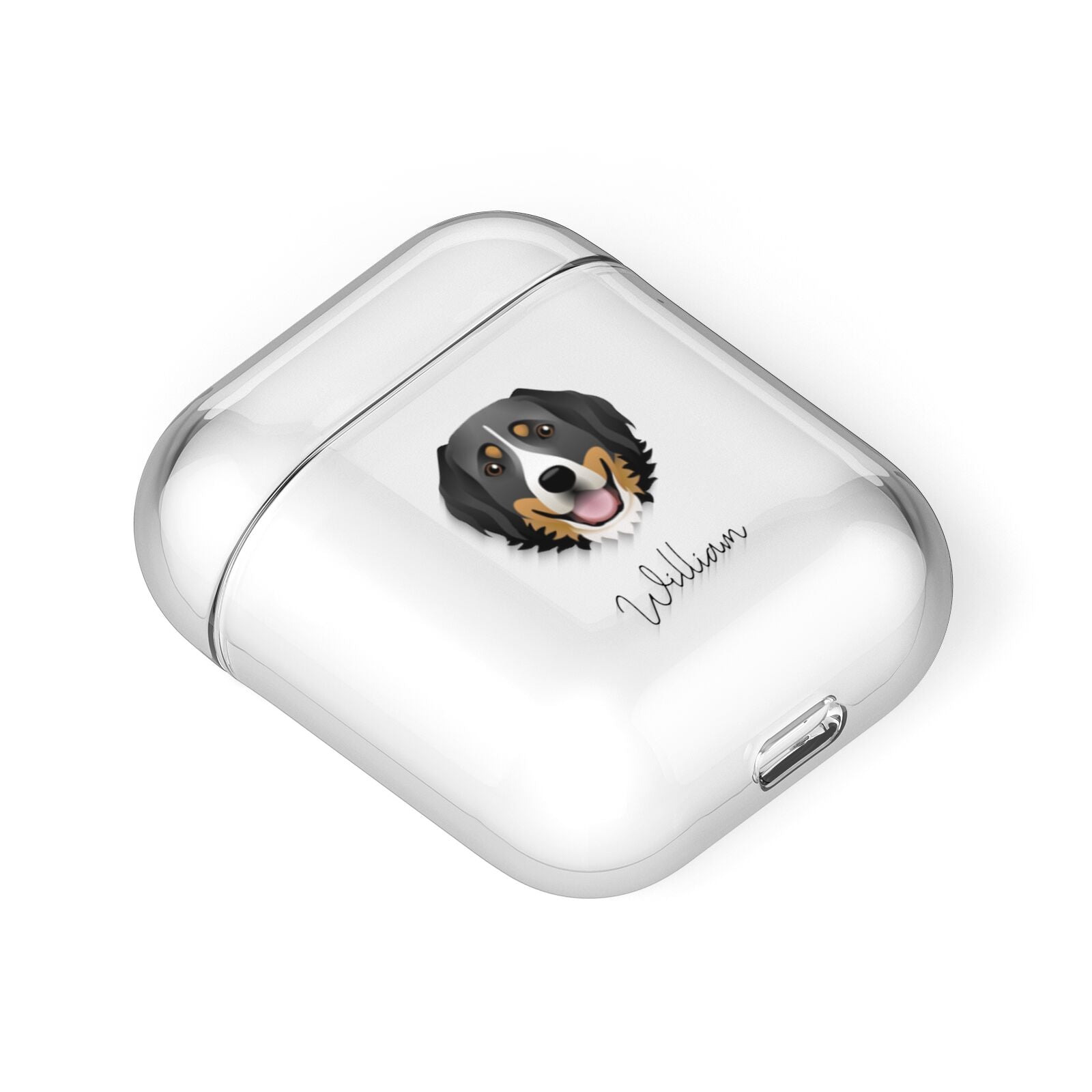 Bernese Mountain Dog Personalised AirPods Case Laid Flat