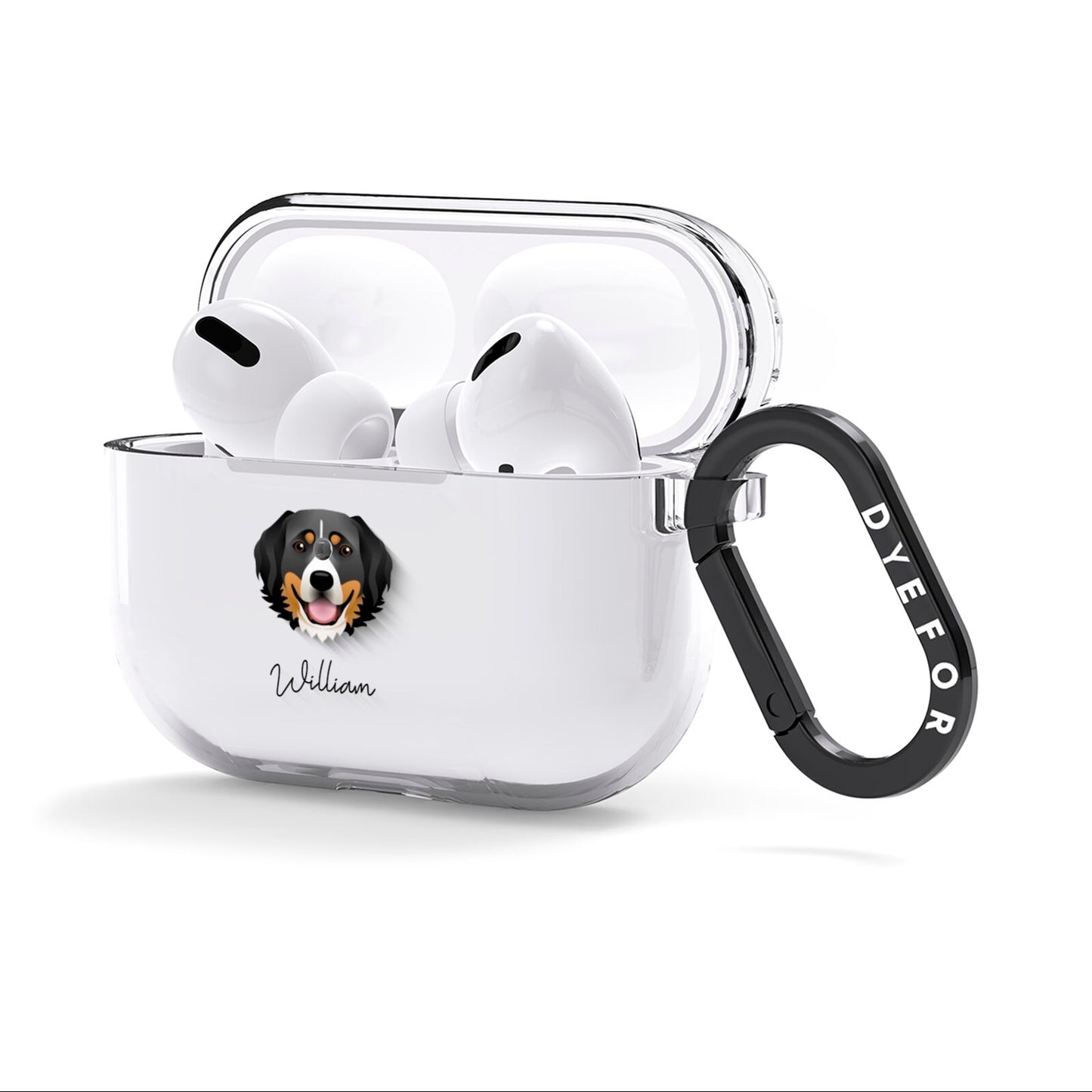 Bernese Mountain Dog Personalised AirPods Clear Case 3rd Gen Side Image