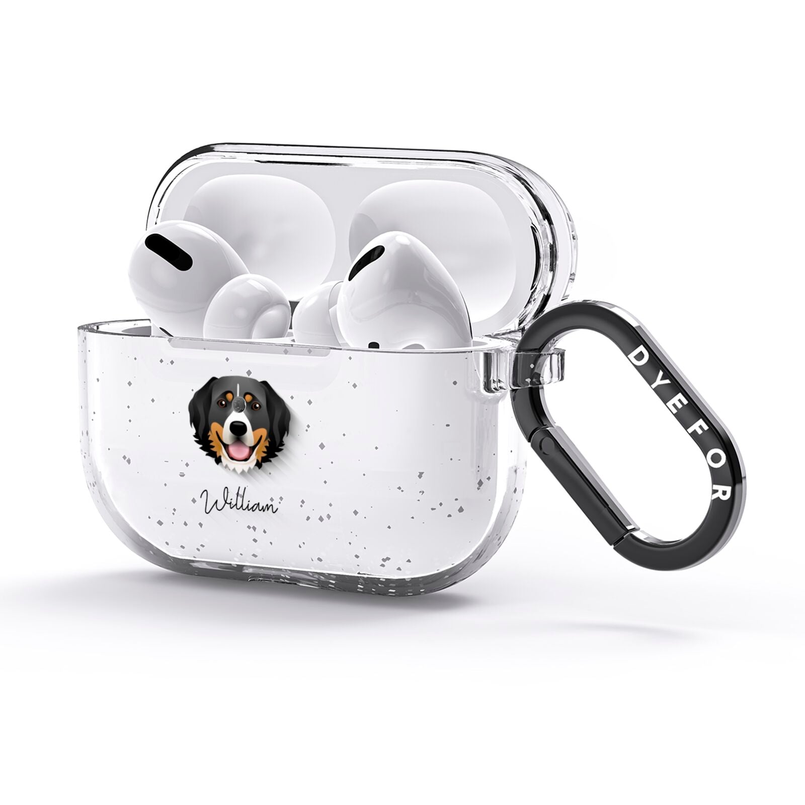 Bernese Mountain Dog Personalised AirPods Glitter Case 3rd Gen Side Image