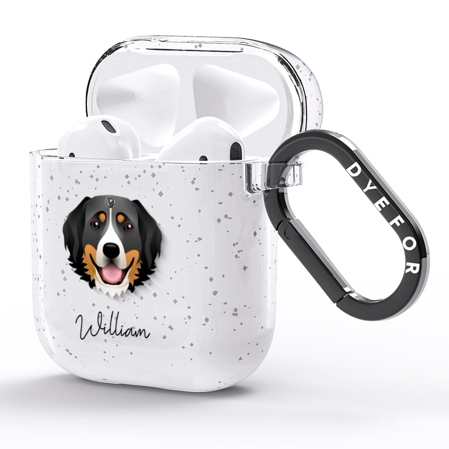 Bernese Mountain Dog Personalised AirPods Glitter Case Side Image