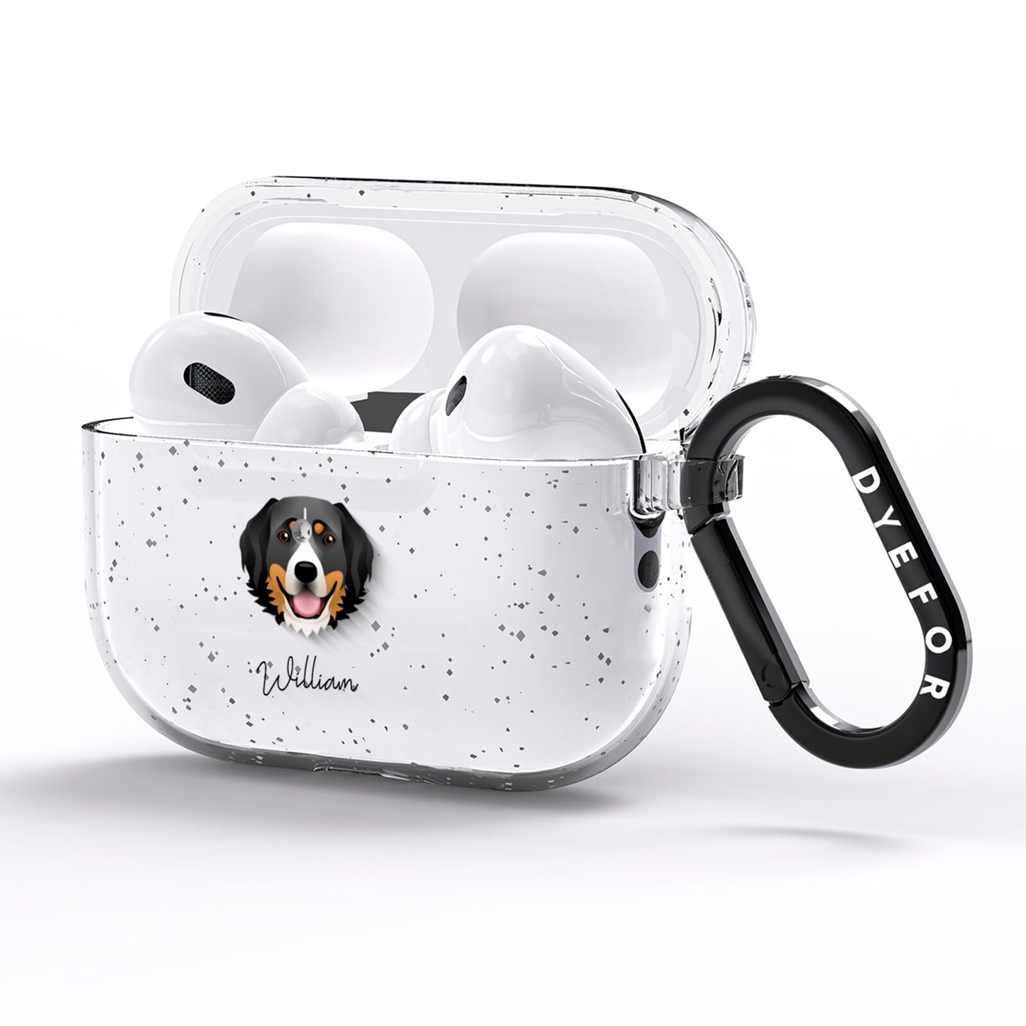 Bernese Mountain Dog Personalised AirPods Pro Glitter Case Side Image