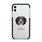 Bernese Mountain Dog Personalised Apple iPhone 11 in White with Black Impact Case