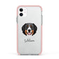 Bernese Mountain Dog Personalised Apple iPhone 11 in White with Pink Impact Case